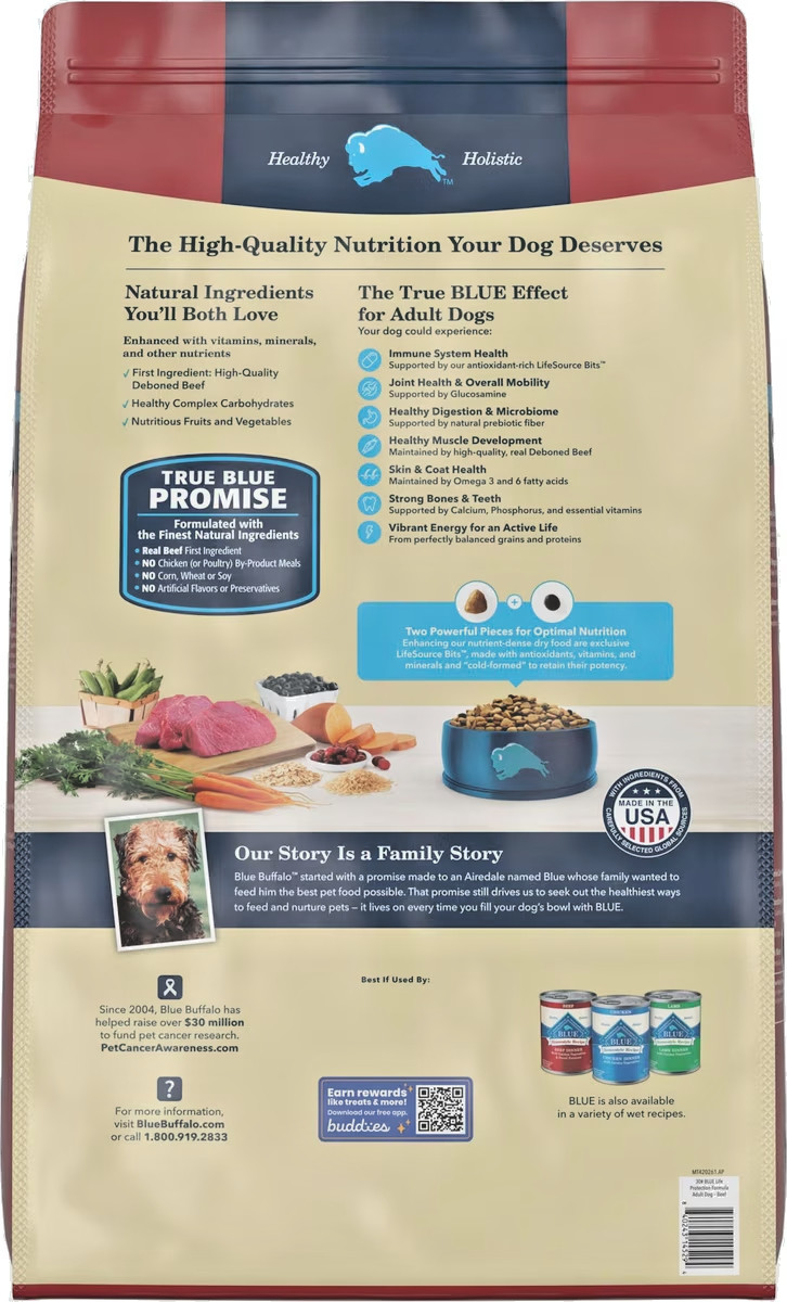Blue Buffalo Life Protection Adult Beef and Brown rice recipe Dry Dog Food 30lb