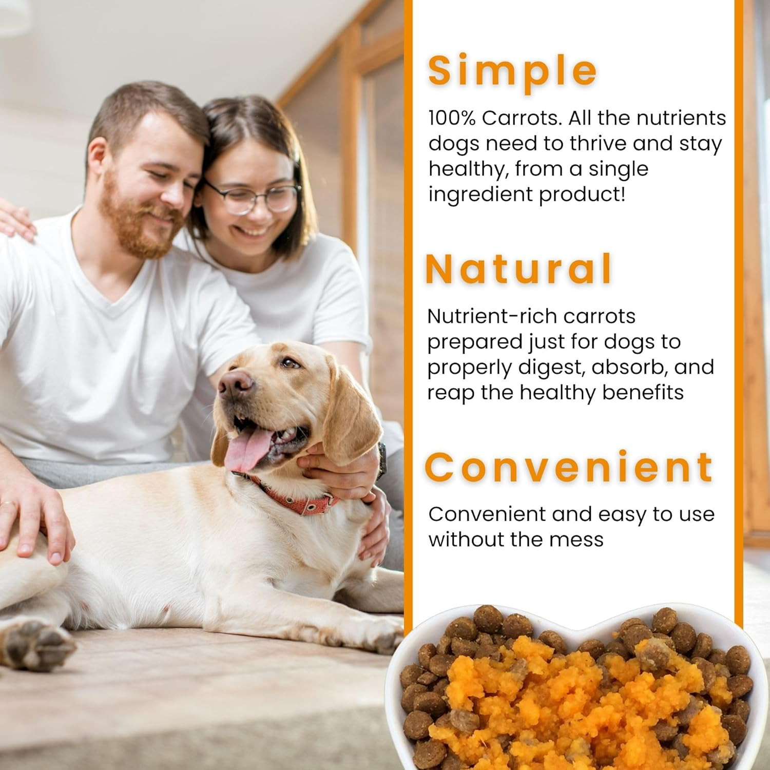 Original Carrots for Dogs – Fiber for Perfect Poop, Dog Food Toppers for Picky E