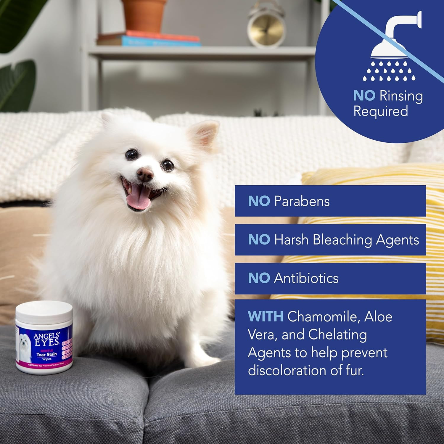 Angel’S Eyes Gentle Tear Stain Wipes for Dogs and Cats – 100 Ct – Presoaked Text