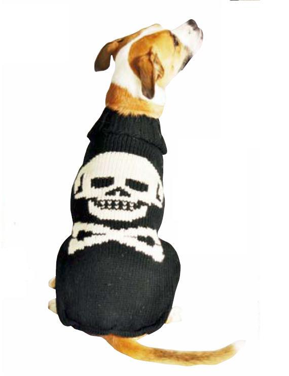 Black Skull Dog Sweater Chilly Dog Hand Knit Wool XXS-XXXL Pet Puppy Warm