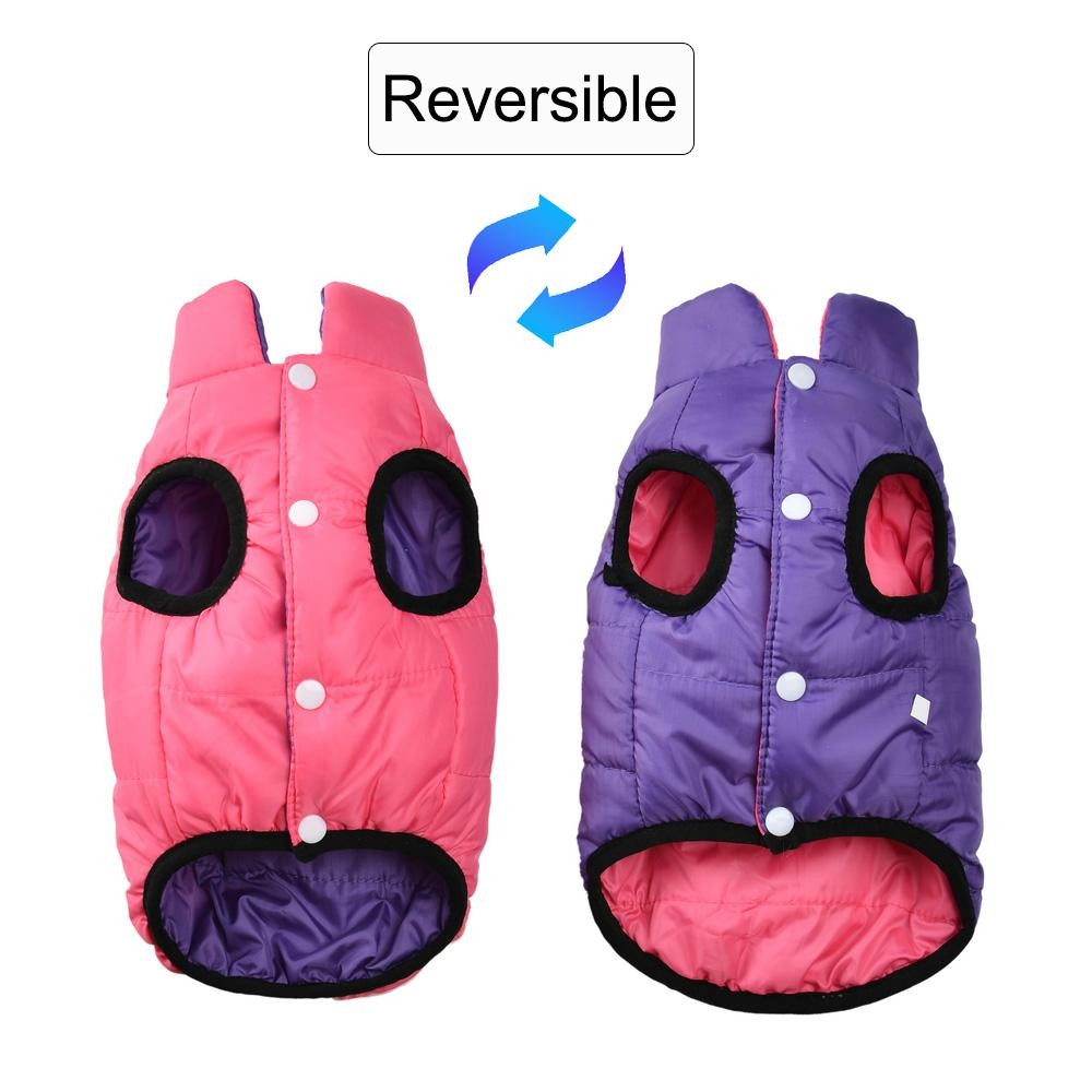 Reversible Waterproof Dog Jacket with Zipper Warm Windproof Pet Coat