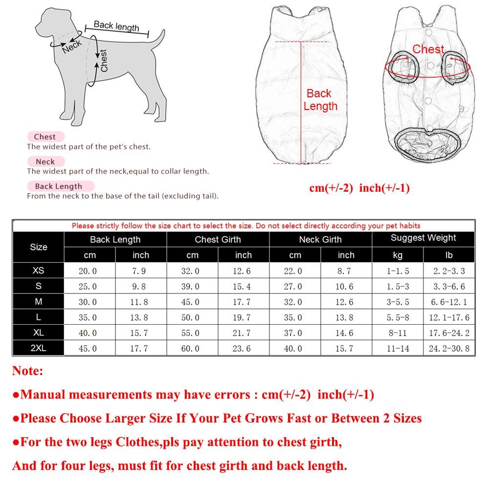 Reversible Waterproof Dog Jacket with Zipper Warm Windproof Pet Coat