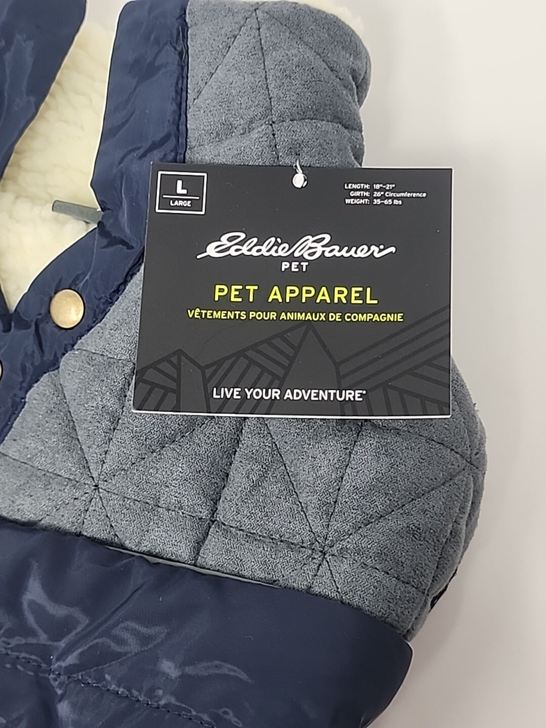 Eddie Bauer Pet Apparel DOG Jacket Fleece Cold Winter Coat LARGE 35-65 lbs NWT