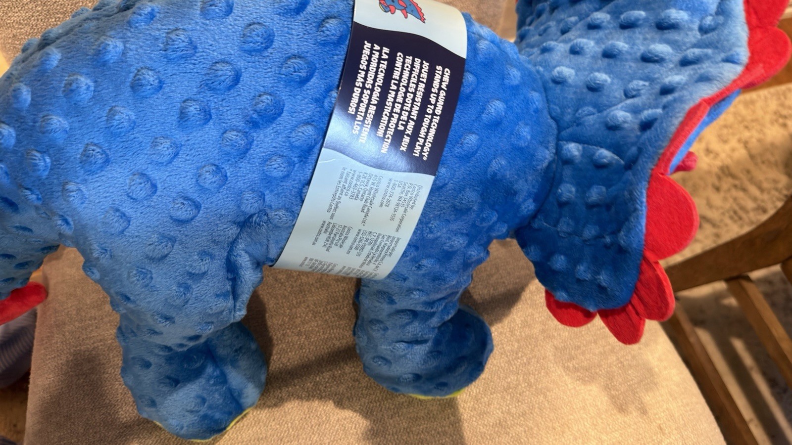 Go Dog Toy Triceratops Dinosaur with Chew Guard Technology blue dog toy New