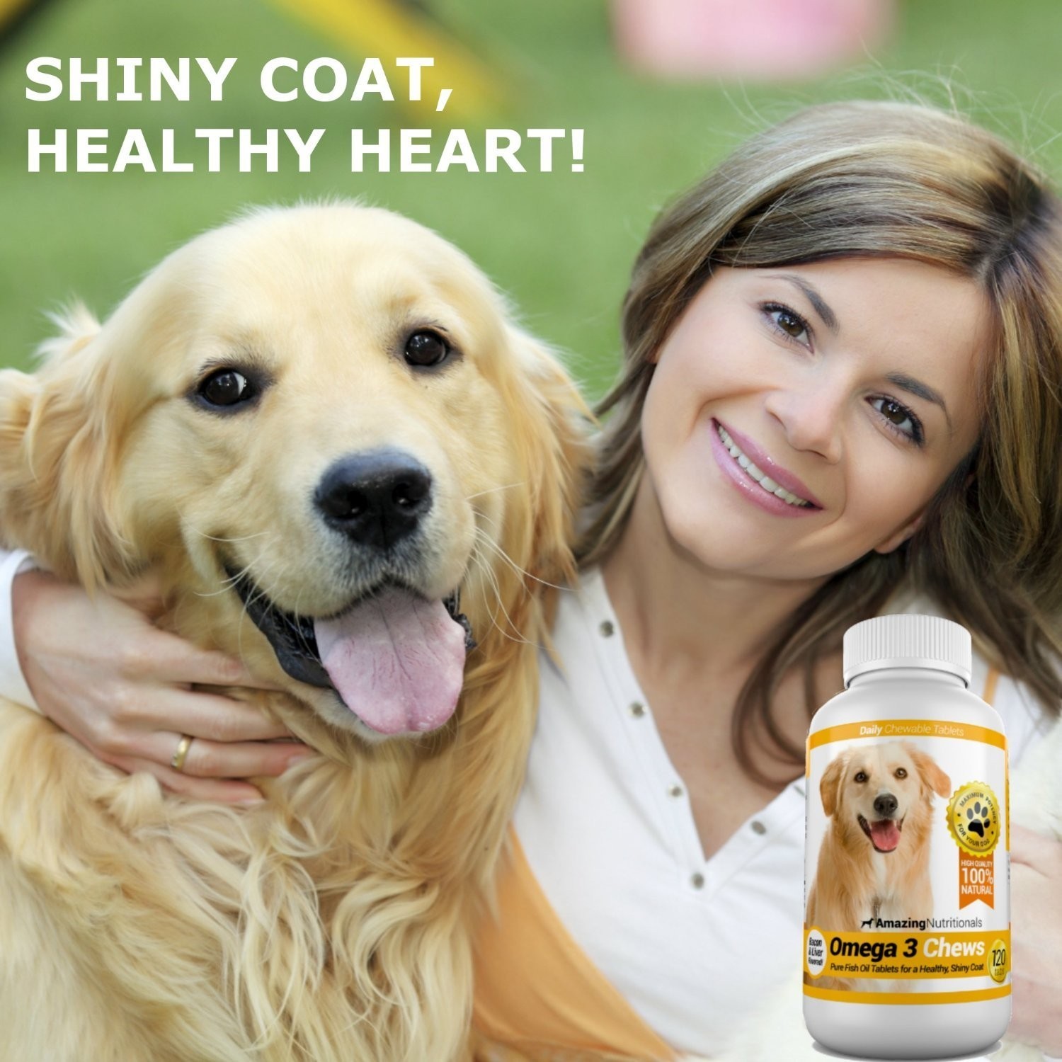 Amazing Omega 3 for Dogs – Shiny Coat, Less Itching, Tasty Bacon Flavored Chews