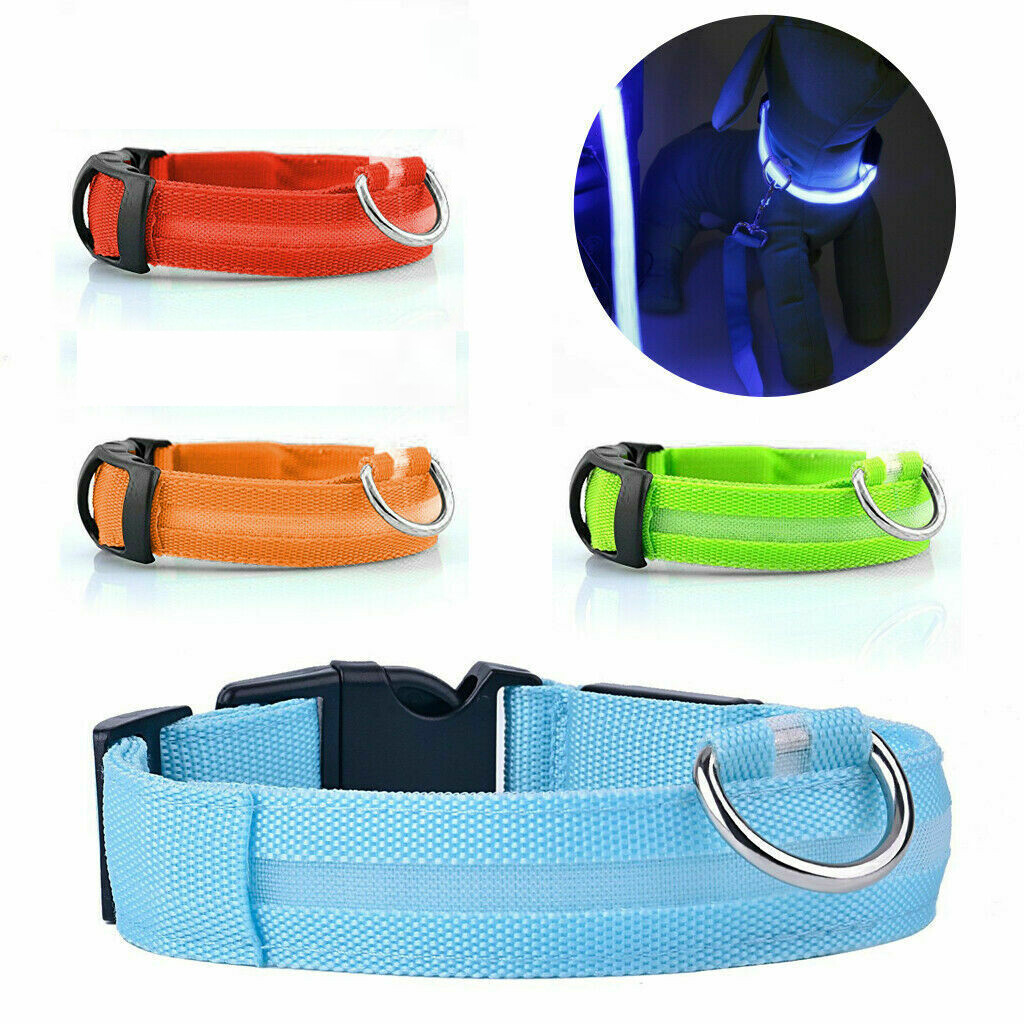 Safety Pet Dog LED Collar Night Flashing Light Up Adjustable Waterproof S-XL
