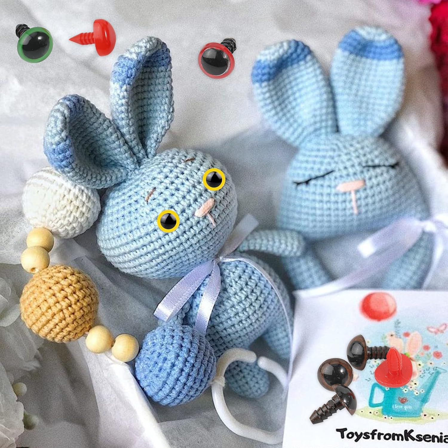 1100PCS Safety Eyes and Noses, Amigurumi Safety Eyes for Crocheting, Colorful Do