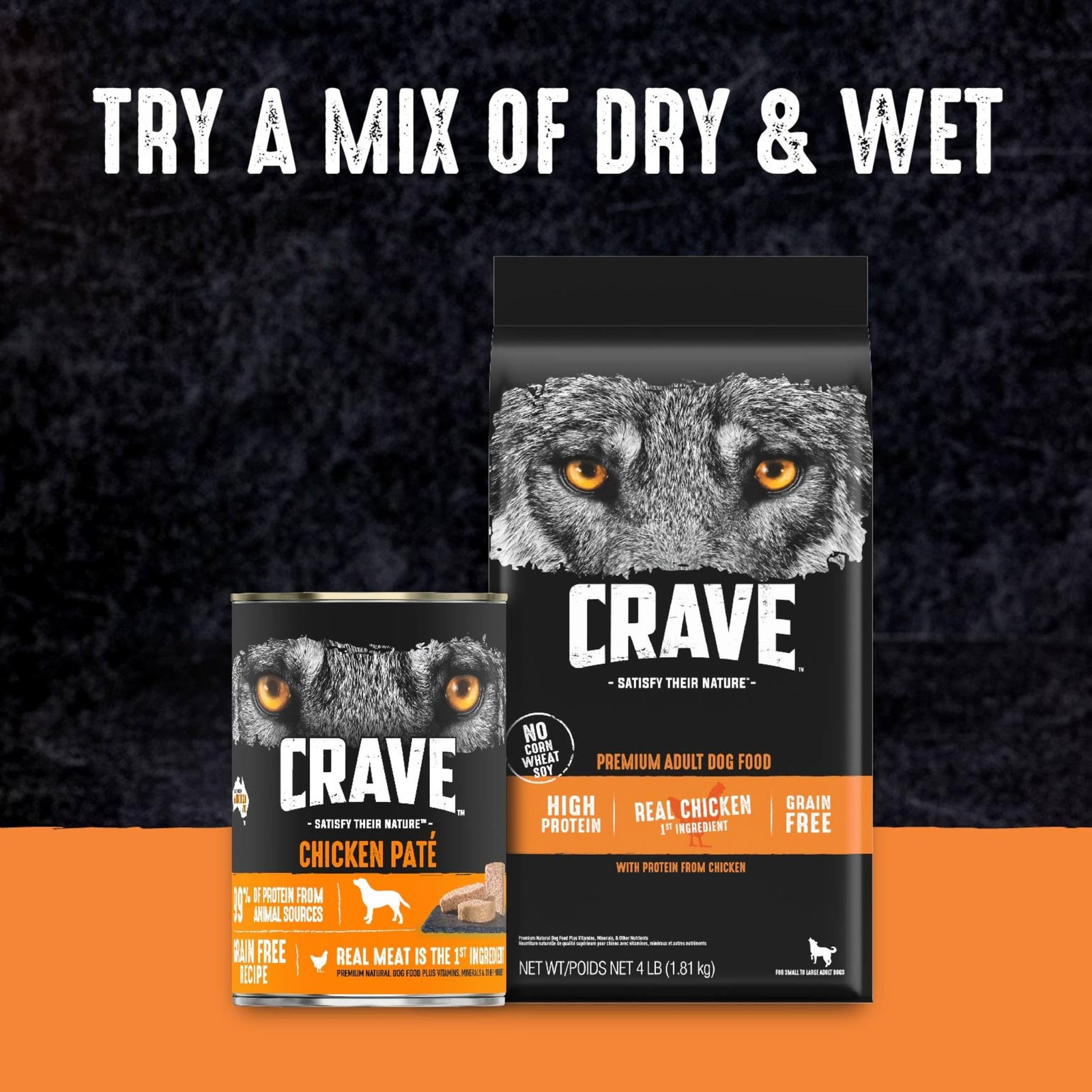 CRAVE Grain Free High Protein Adult Dry Dog Food, 4 Pound (Pack of 1)