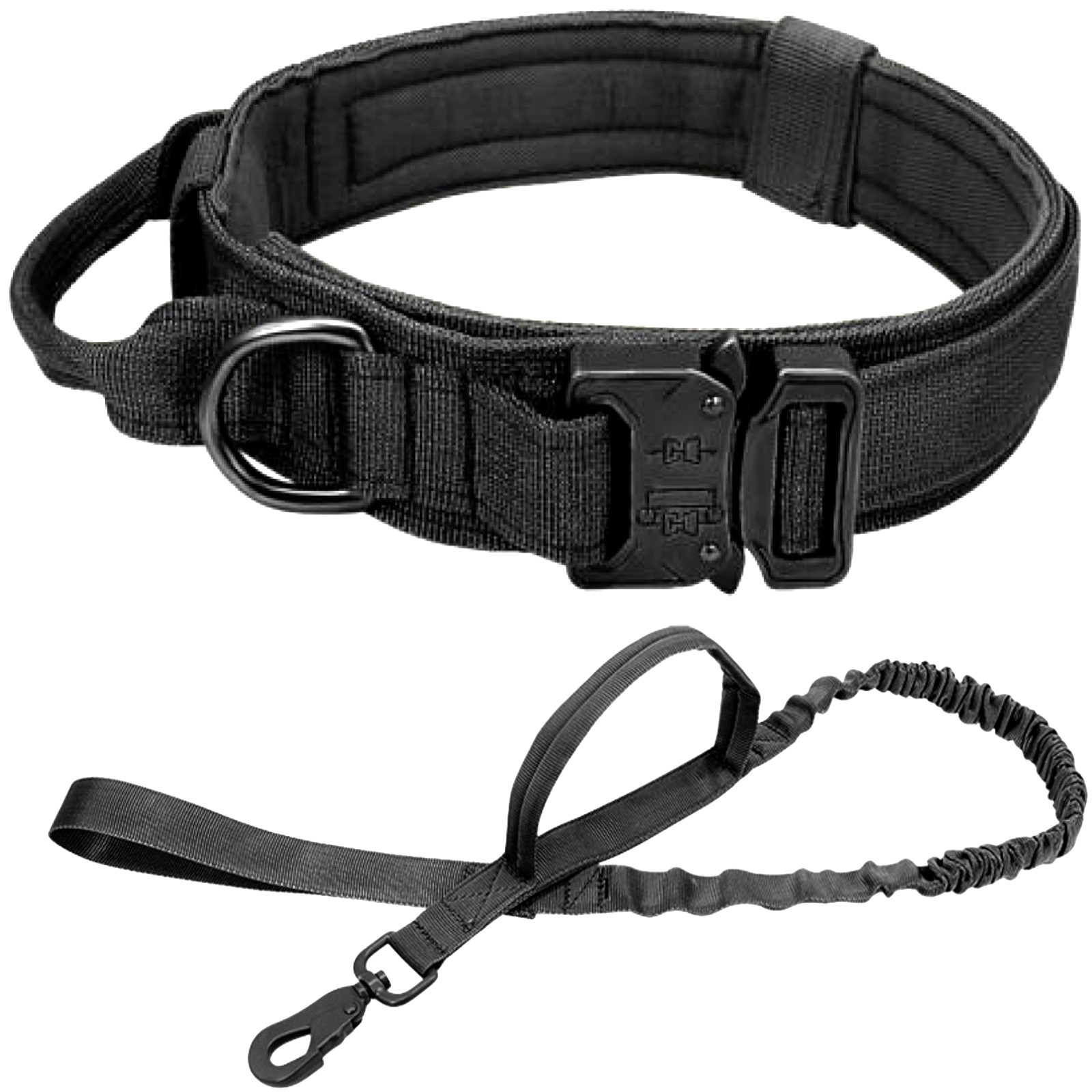 Dog Leash Collar Heavy Duty K9 Tactical Training Pet Metal Buckle Kit Set M L XL