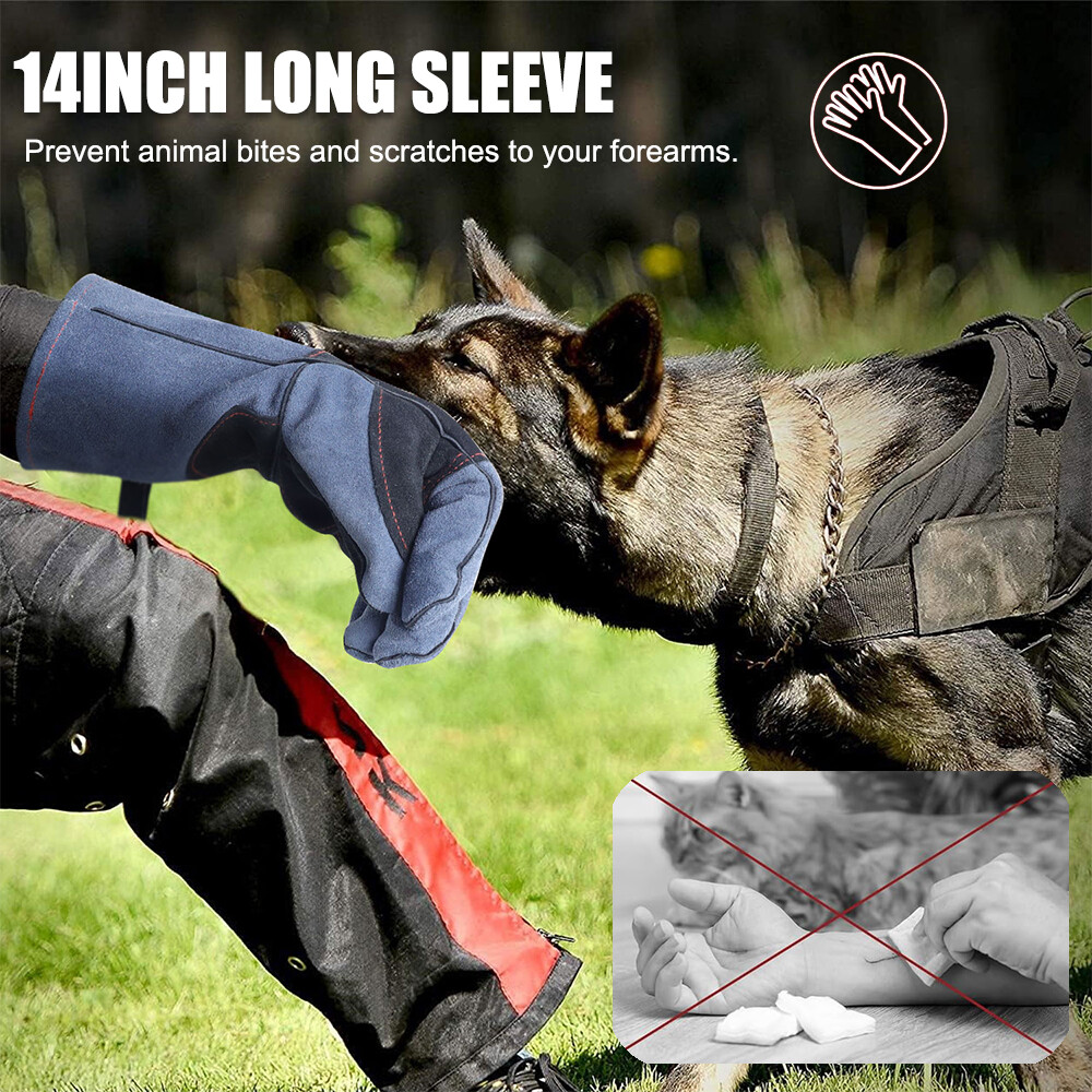 14″/16″ Leather Animal Handling Gloves Puncture Proof Anti-Bite for Snake Pet