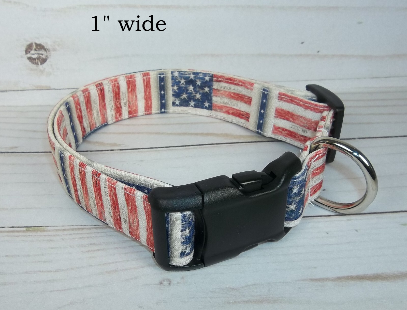 Red White Blue USA Flag 250 Terri’s Dog Collar handmade adjustable 4th July