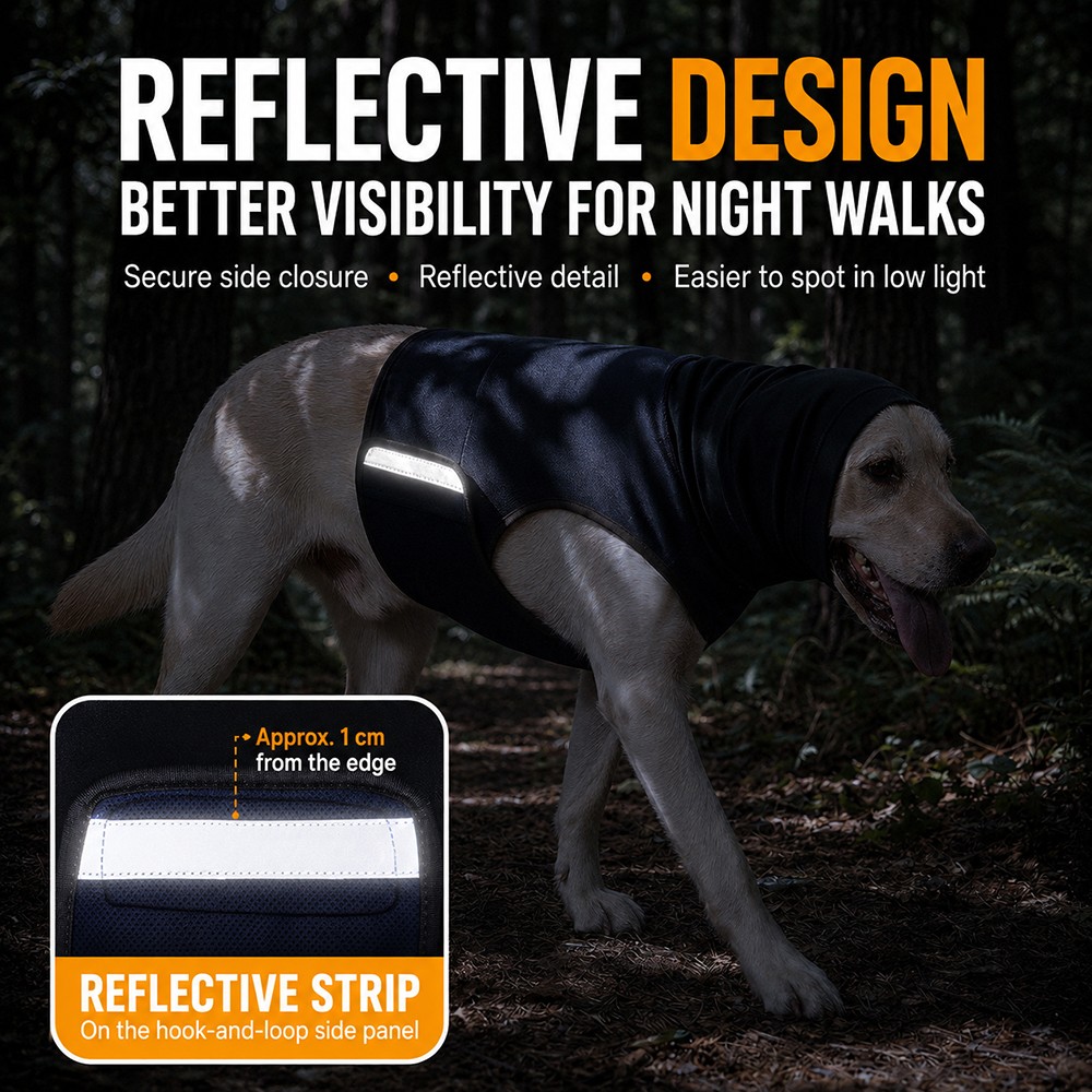 Dog Anxiety Vest with Hood Calming Wrap Stress Relief Coat for Thunder Fireworks