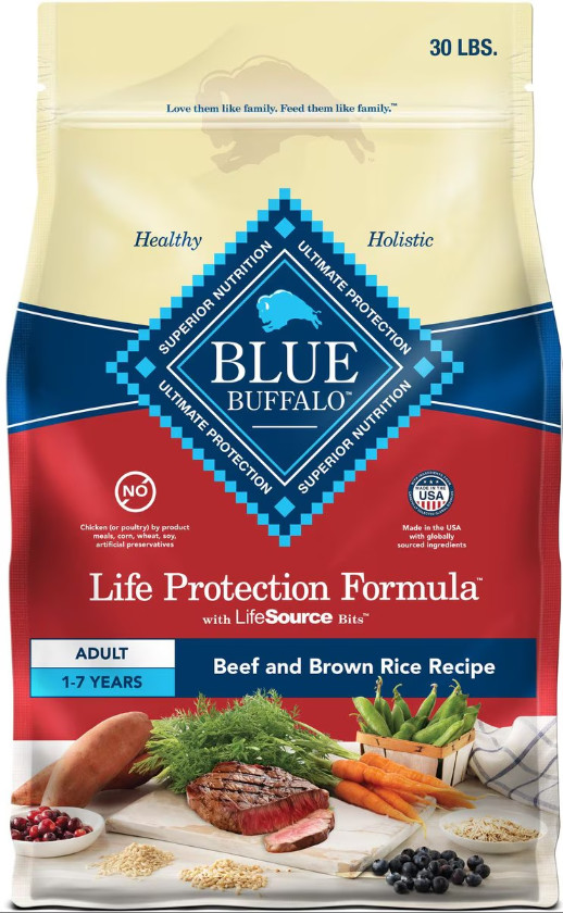 Blue Buffalo Life Protection Formula Adult Beef & Brown Rice Dry Dog Food, 30lb
