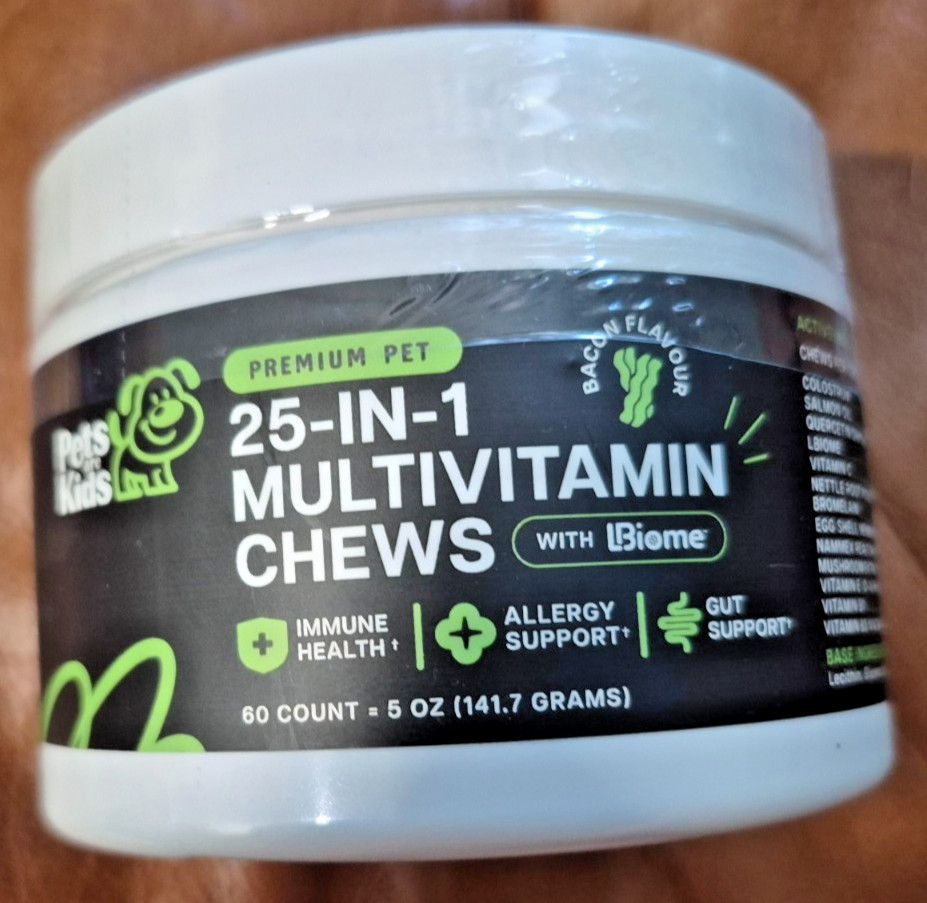 Pets Are Kids 25-in-1 Multivitamin Chews 60ct DOG Immune Allergy, Gut Support