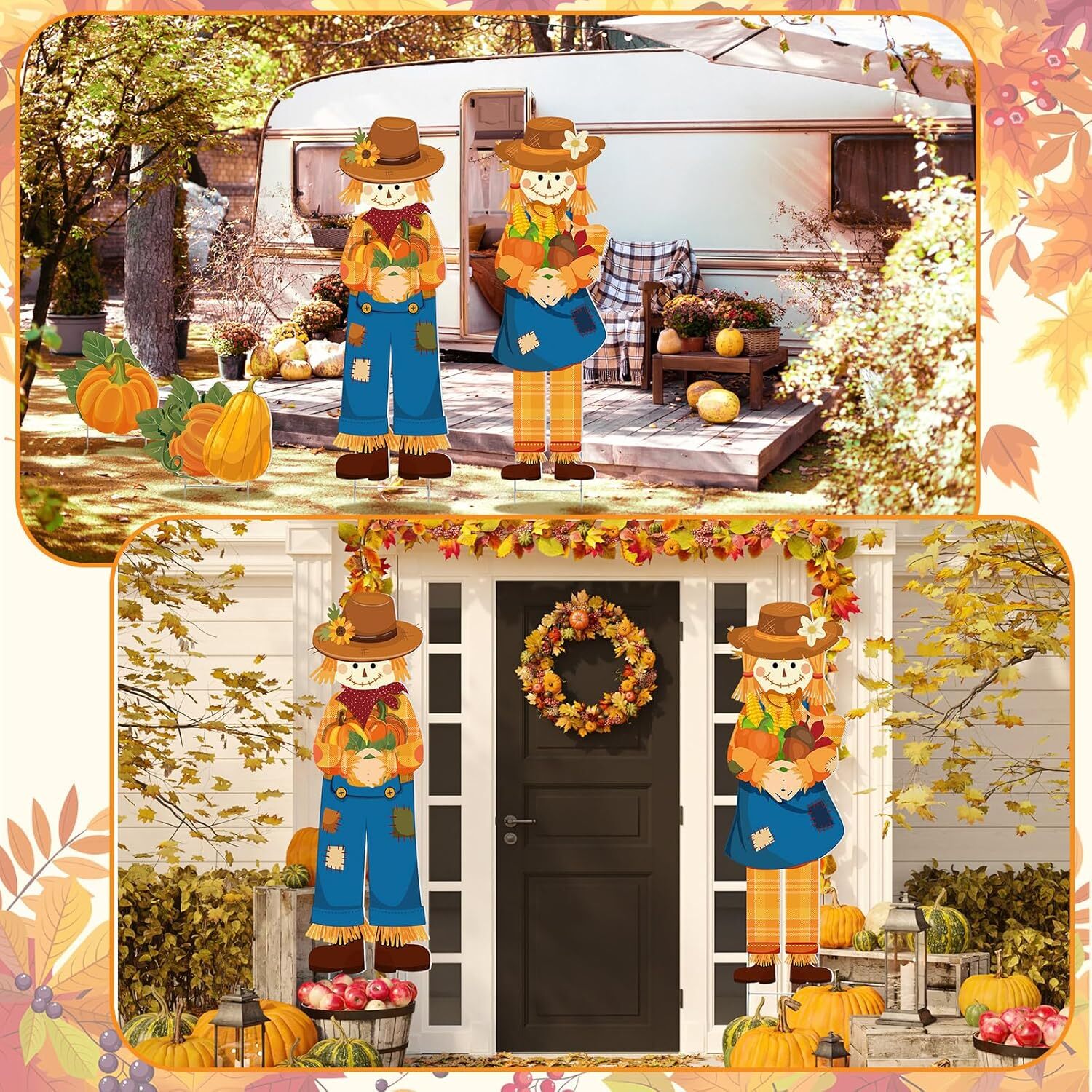 4 Pieces Thanksgiving Scarecrow Yard Stake Fall As Shown in Picture