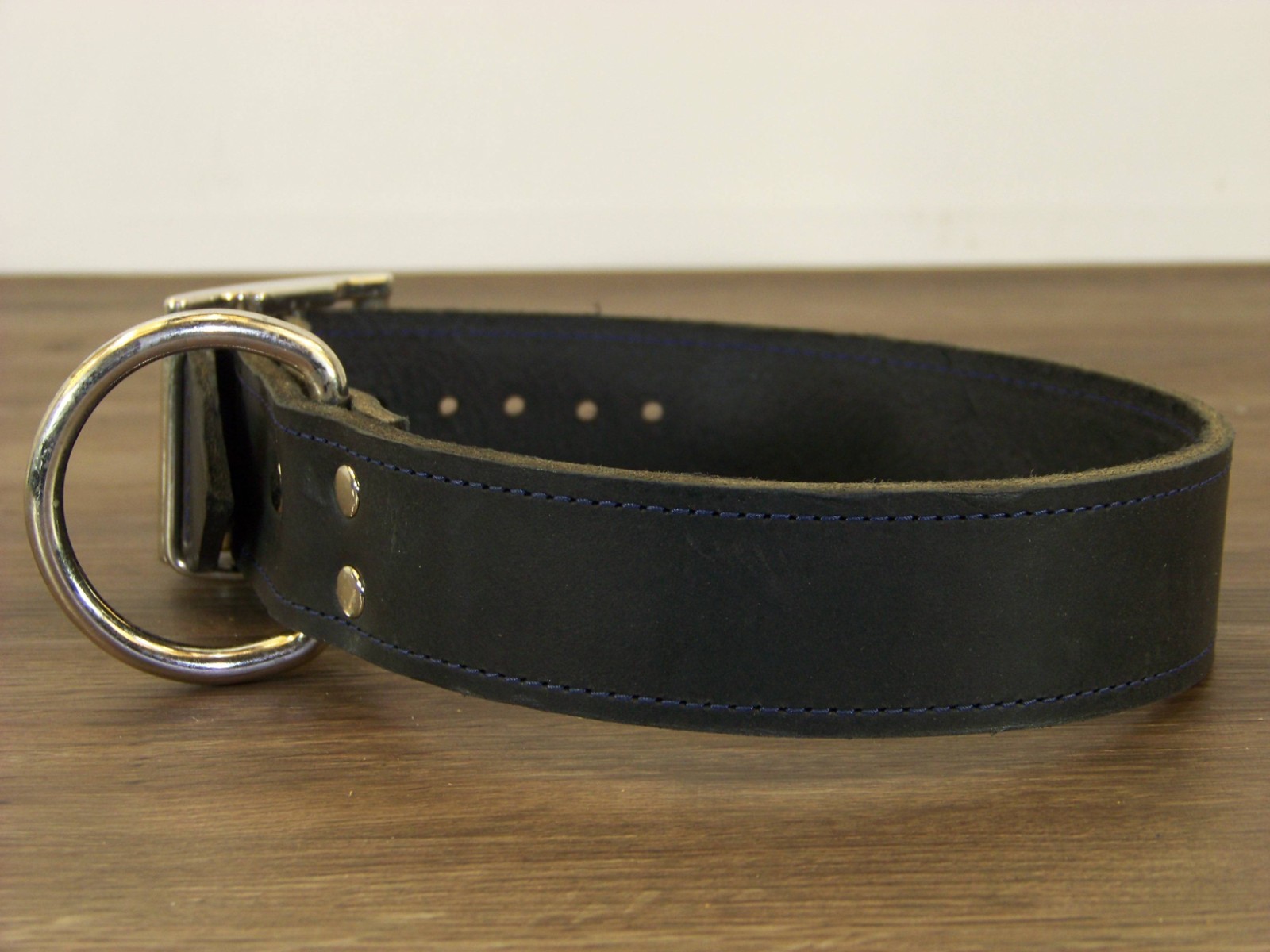 1 – 1/2 Inch-Wide Top Quality Leather Dog Collar W/ Stitching Made in USA