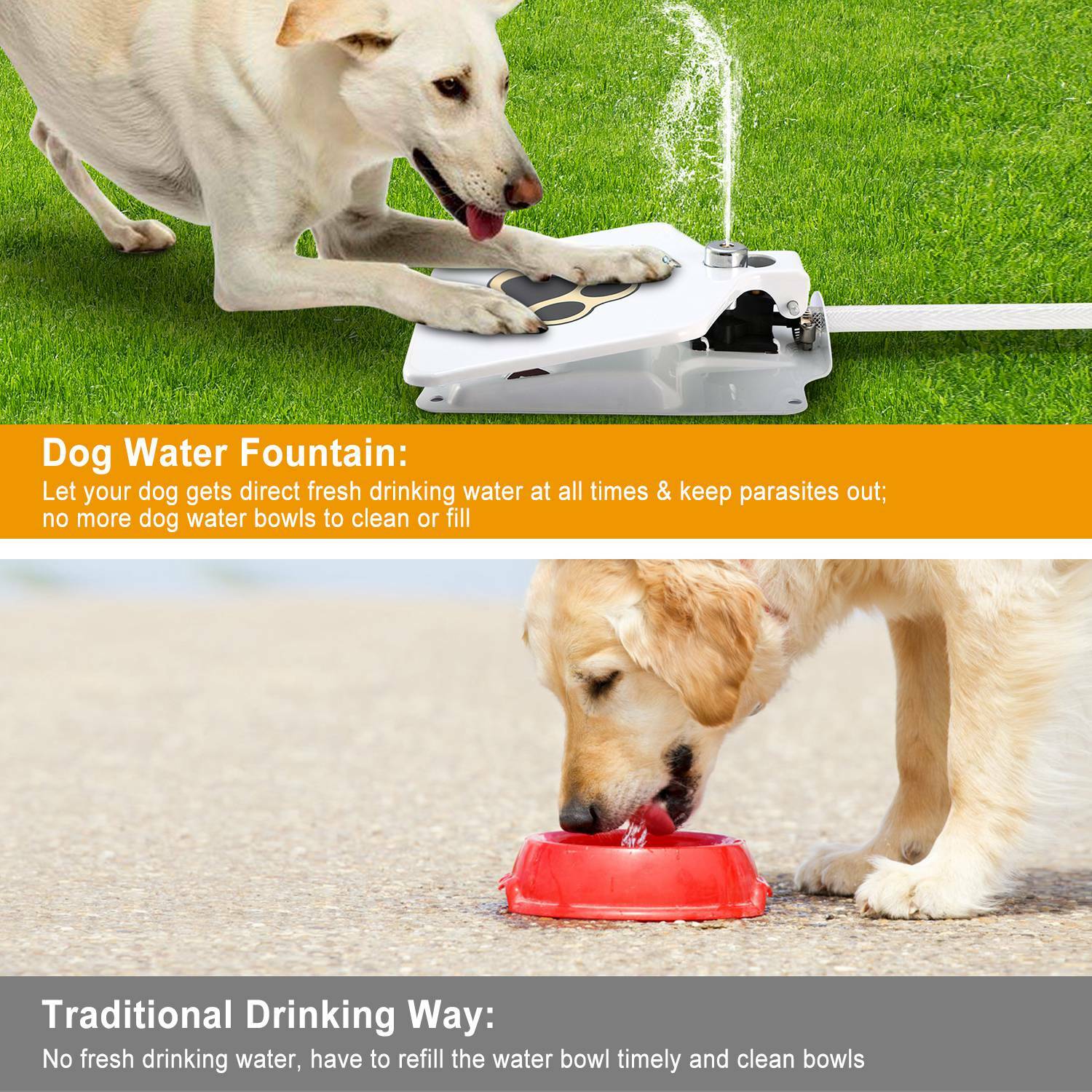 Outdoor Dog Pet Water Fountain Step-on Brass Valve Dispenser System Sprinkler