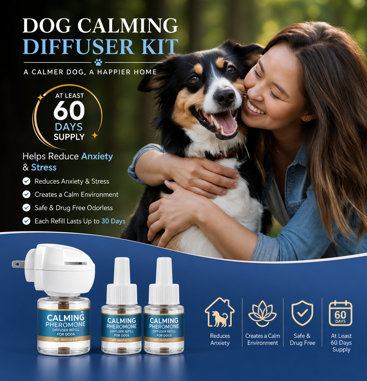 Calming Diffuser for Dogs to Relieve Stress, Dog Calming Diffuser for Anxiety