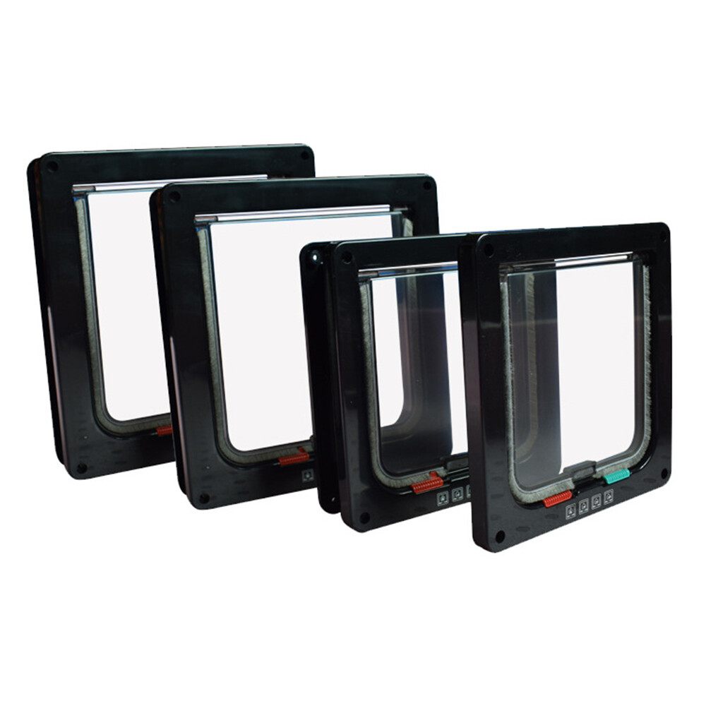 S/M/L/XL Pet Flap Door Frame Dog Cat Magnetic Lock Square Gate 4 Ways Lockable
