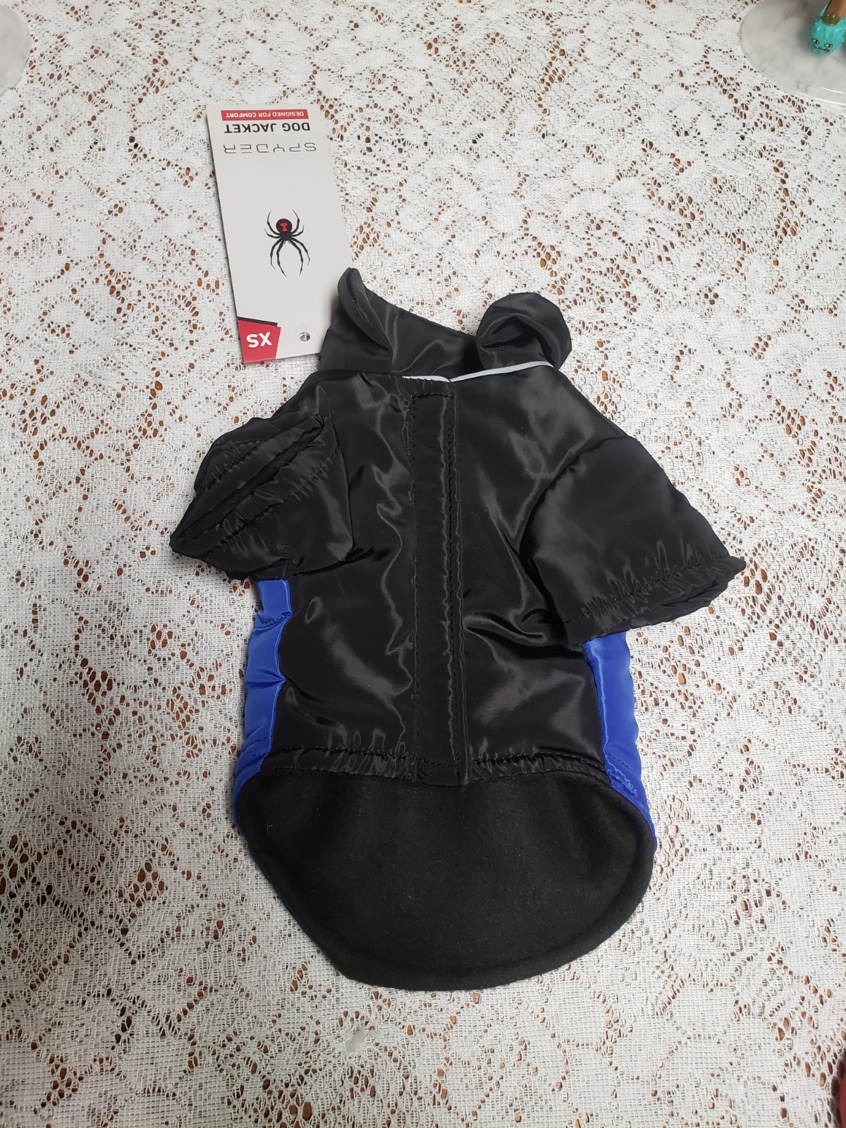 New Spyder Dog Jacket Sz XS Xtra Small Black & Blue
