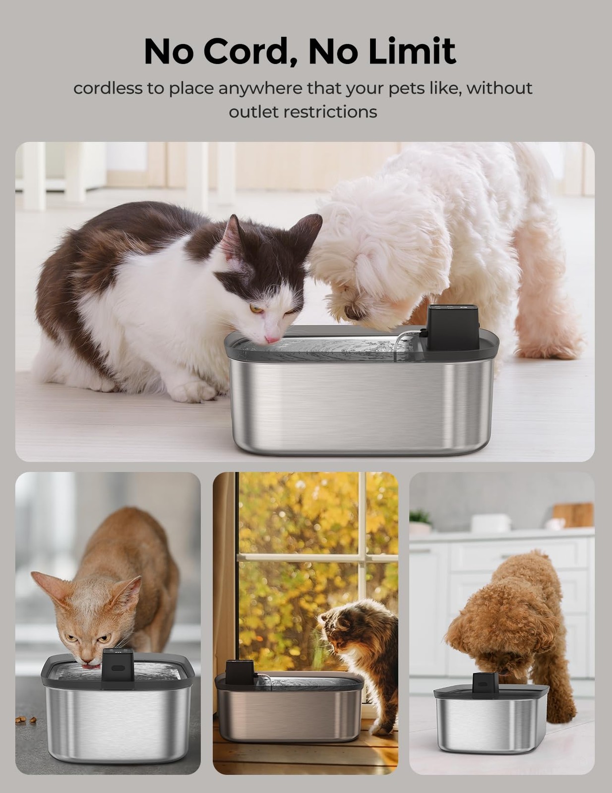 7.5L Stainless Steel Dog Water Fountain for Large Breeds – Wireless Design