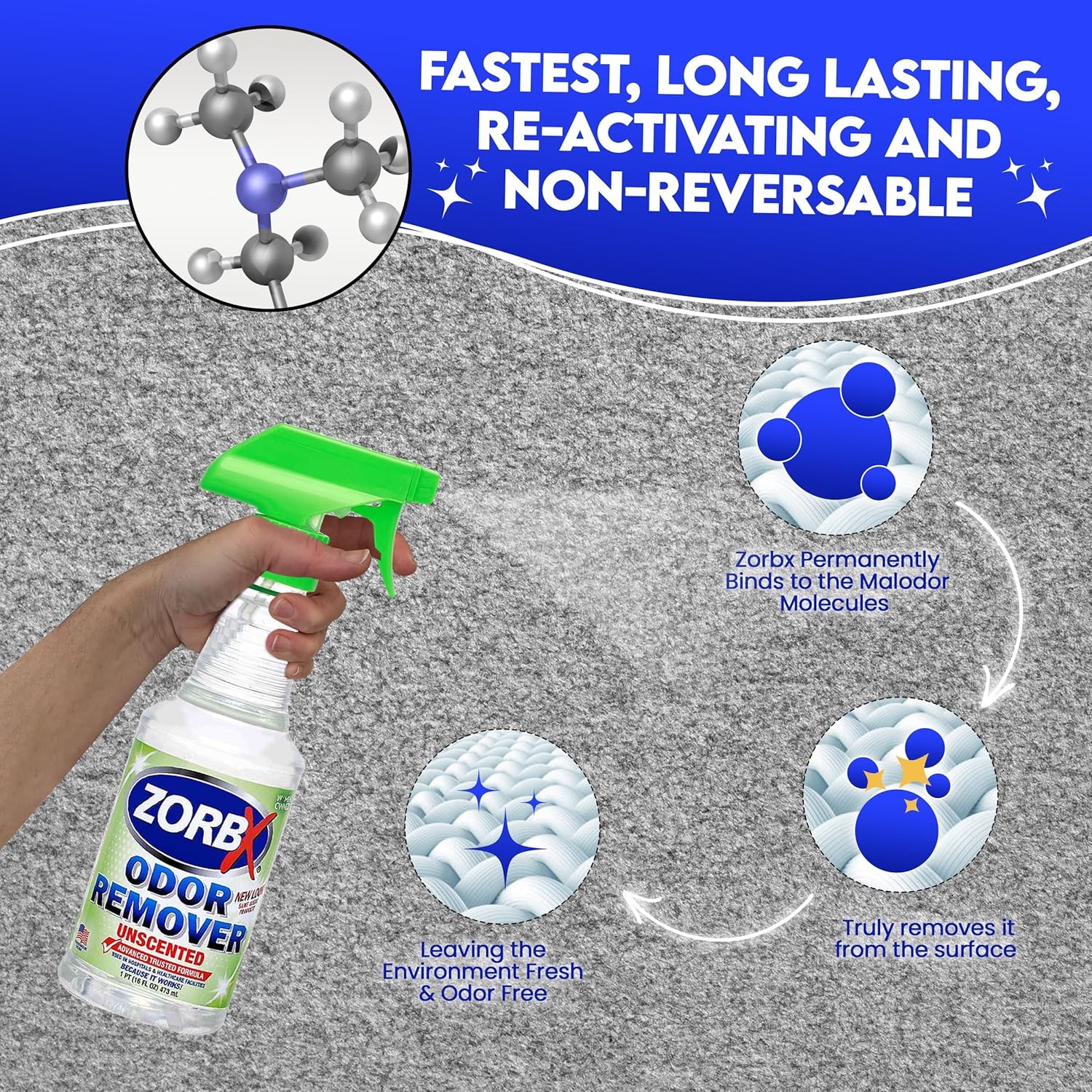 ZORBX Unscented Odor Eliminator for Strong 16 Fl Oz 16 (Pack of 1)