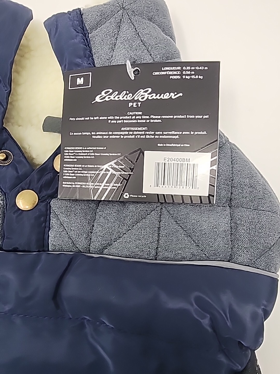 NWT Eddie Bauer Pet Apparel DOG Jacket Fleece Cold Winter Coat MEDIUM 20-35lbs.