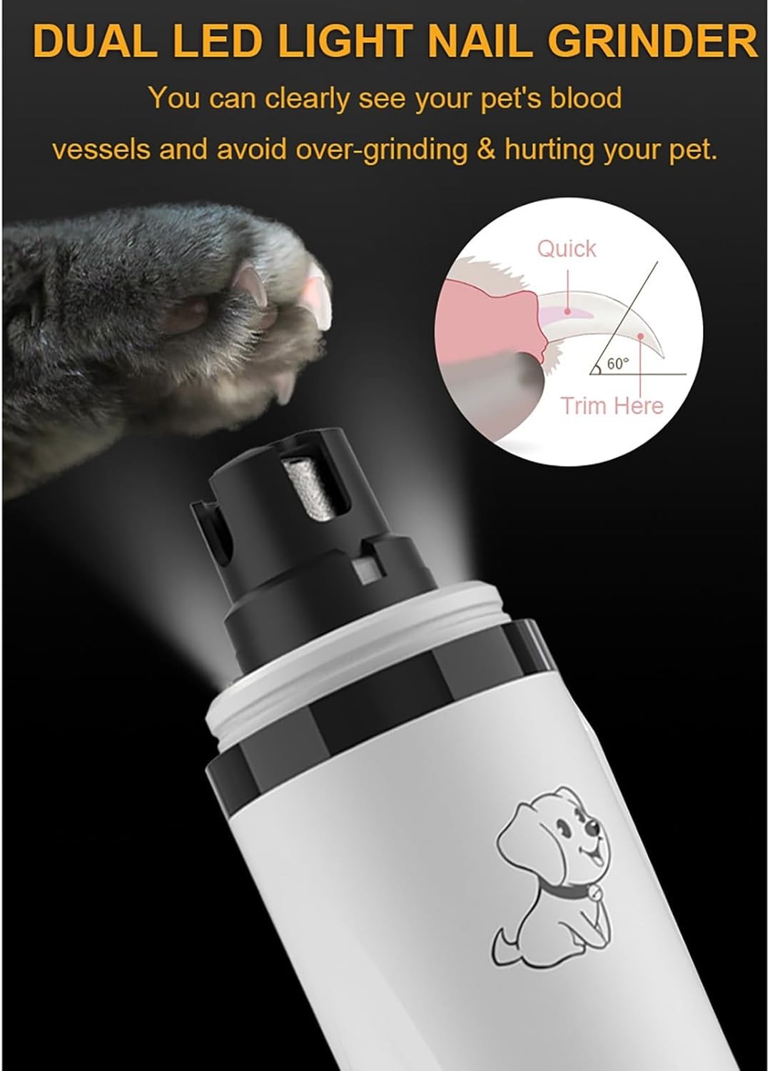 Upgraded Silent Groom Pro Nail Grinder Heusom Silent Grind Pro for Dogs Nail