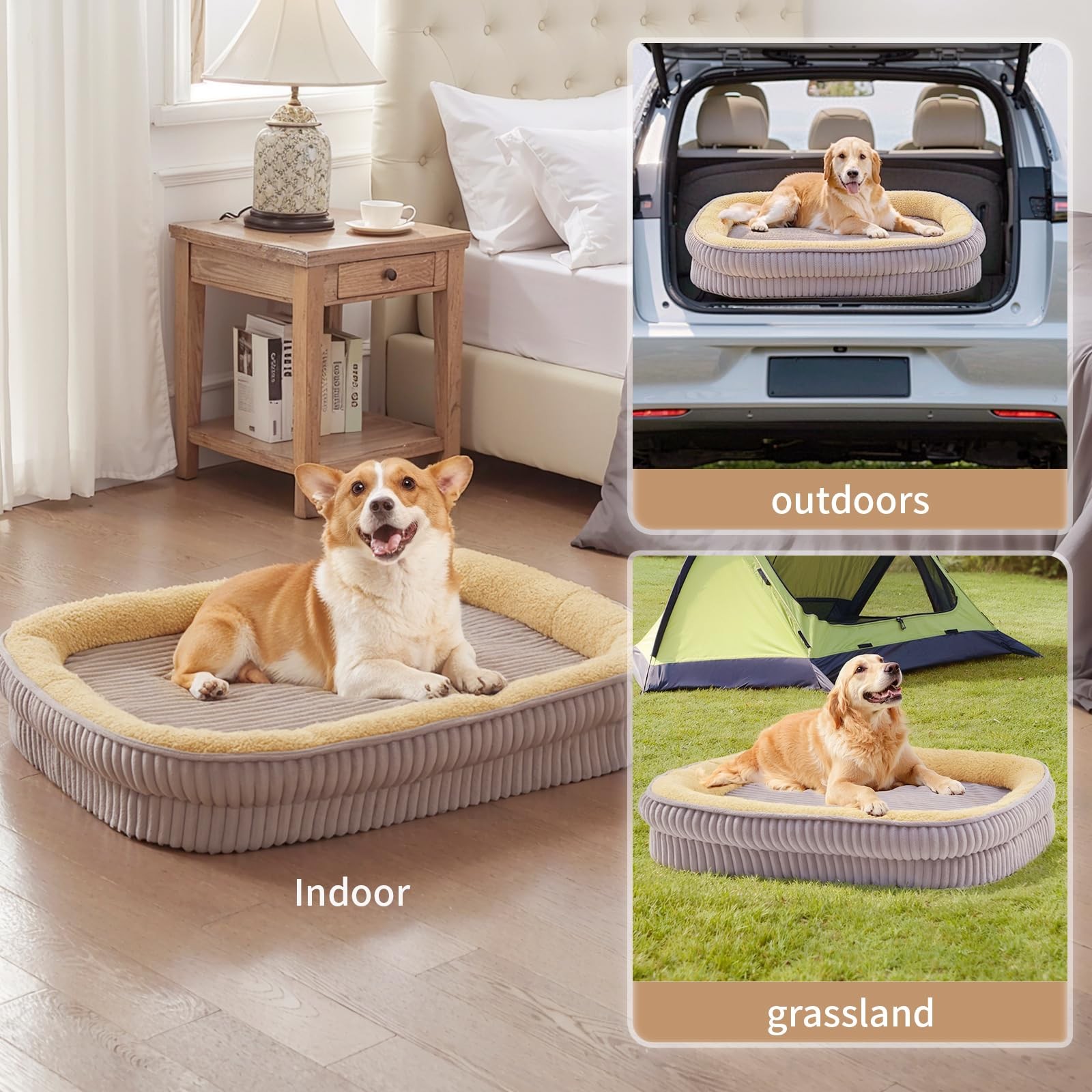 Orthopedic Dog Bed for Medium, Large Dogs Breeds, High Density Egg Crate Foam…