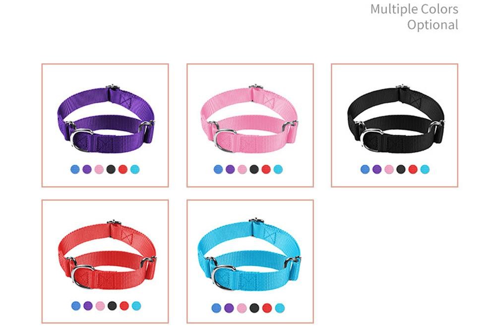 Adjustable Martingale Dog Collar Heavy Duty Nylon Safety Training Design
