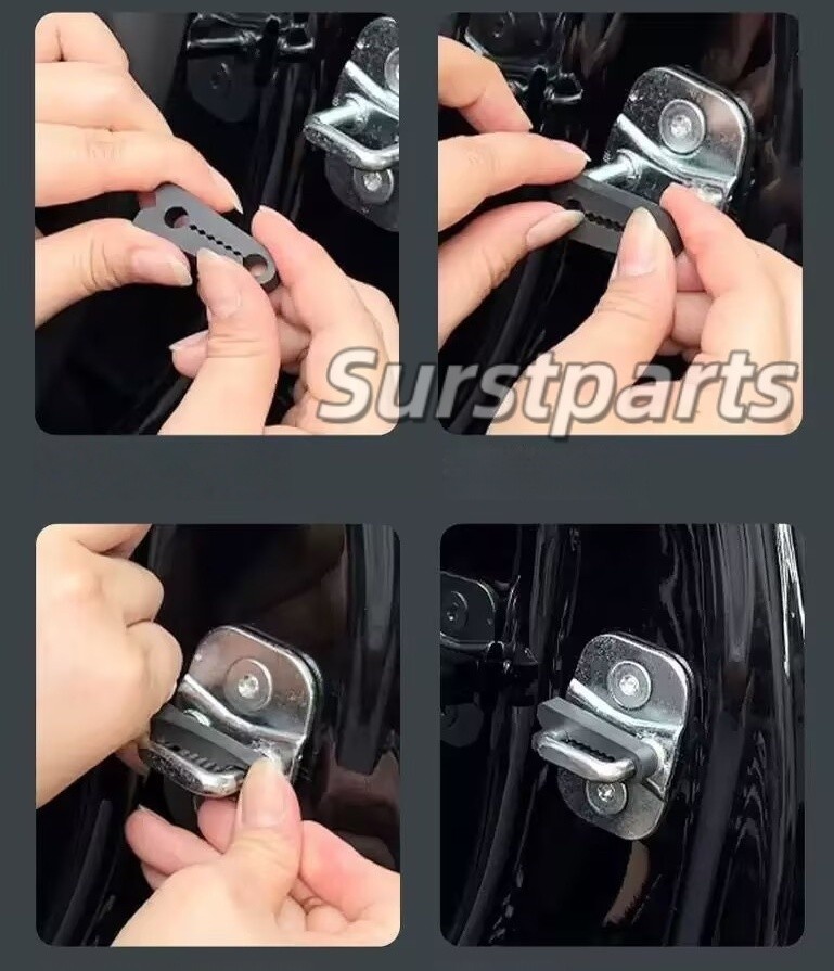 4pcs Black Car Door Lock Cover Pad, Silicone Shock Absorber for Sedan/ SUV US
