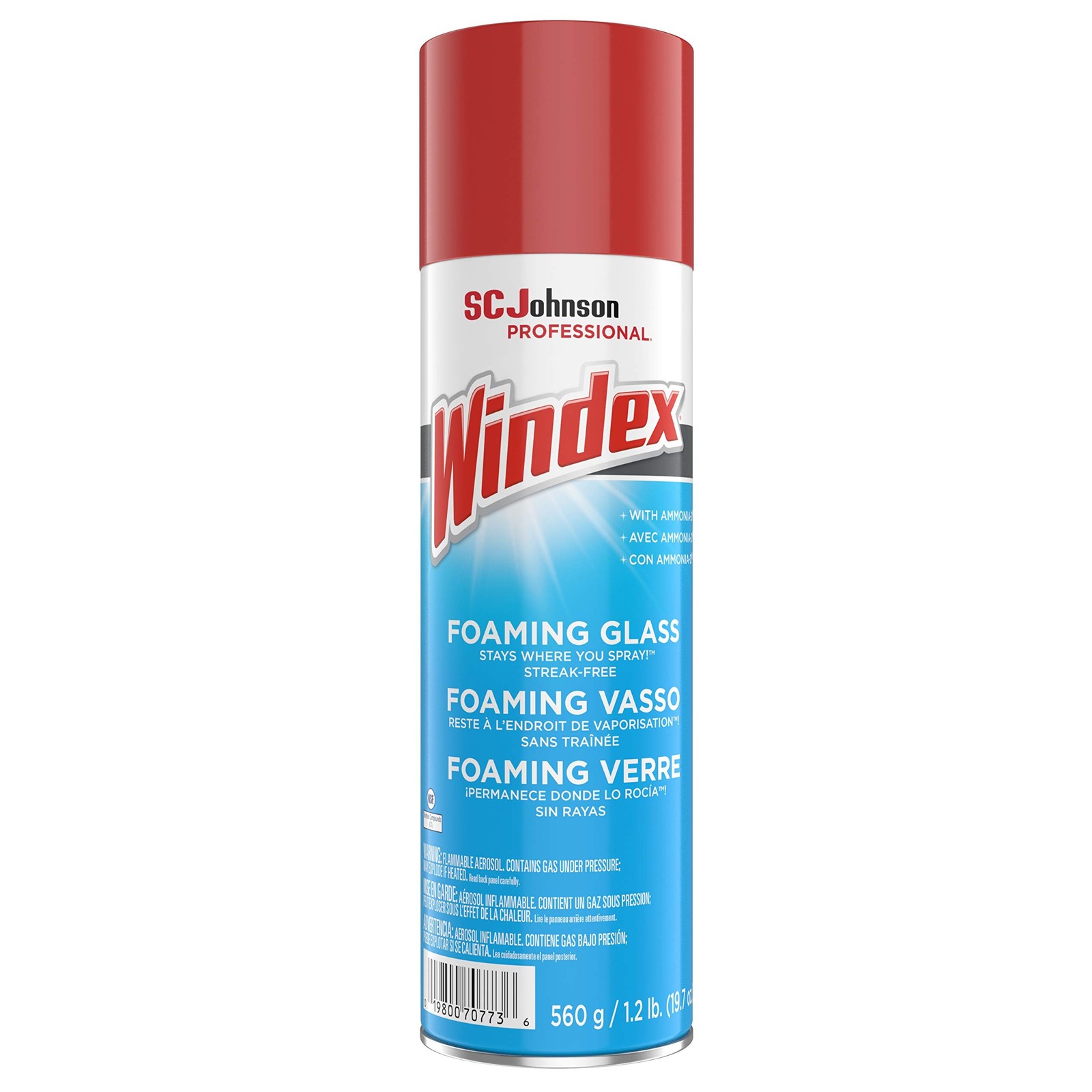 Windex Foaming Glass Cleaner, Fresh, 20 oz Aerosol Spray, 6/Carton (333813)