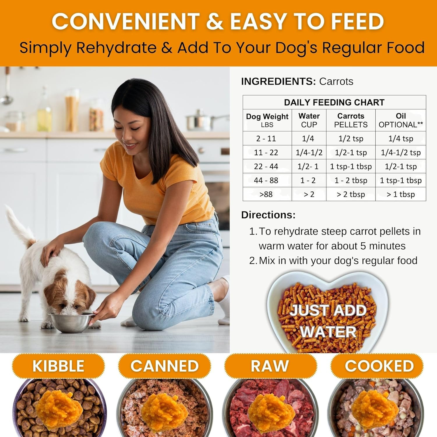 Original Carrots for Dogs – Fiber for Perfect Poop, Dog Food Toppers for Picky E