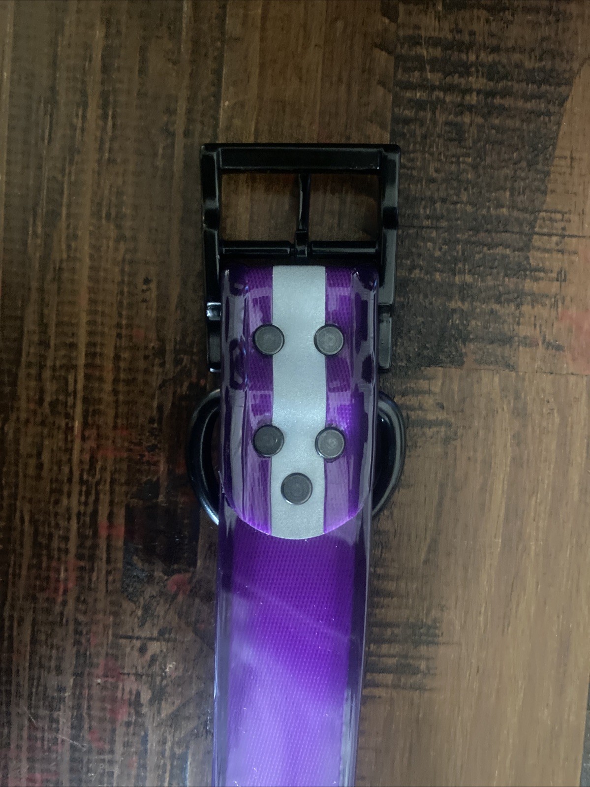 Purple Reflective Dog Collar 1 1/2 Inch X 20 Inch Long At Last Hole On Collar