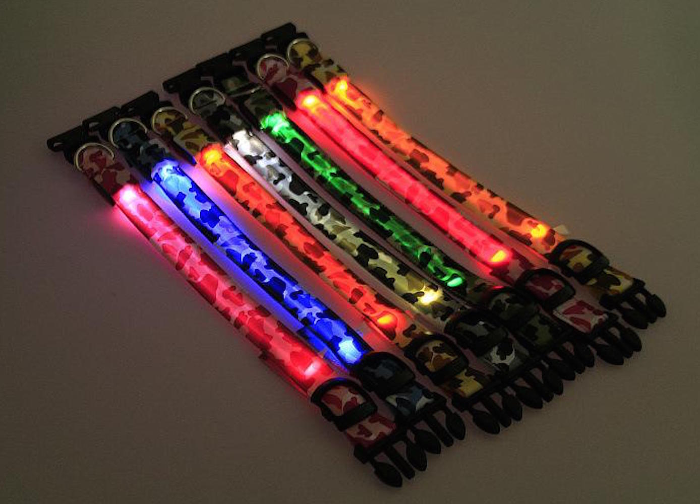 USB RECHARGEABLE LED CAMO COLLAR Camouflage Pet Dog Glow Flashing Light Safety