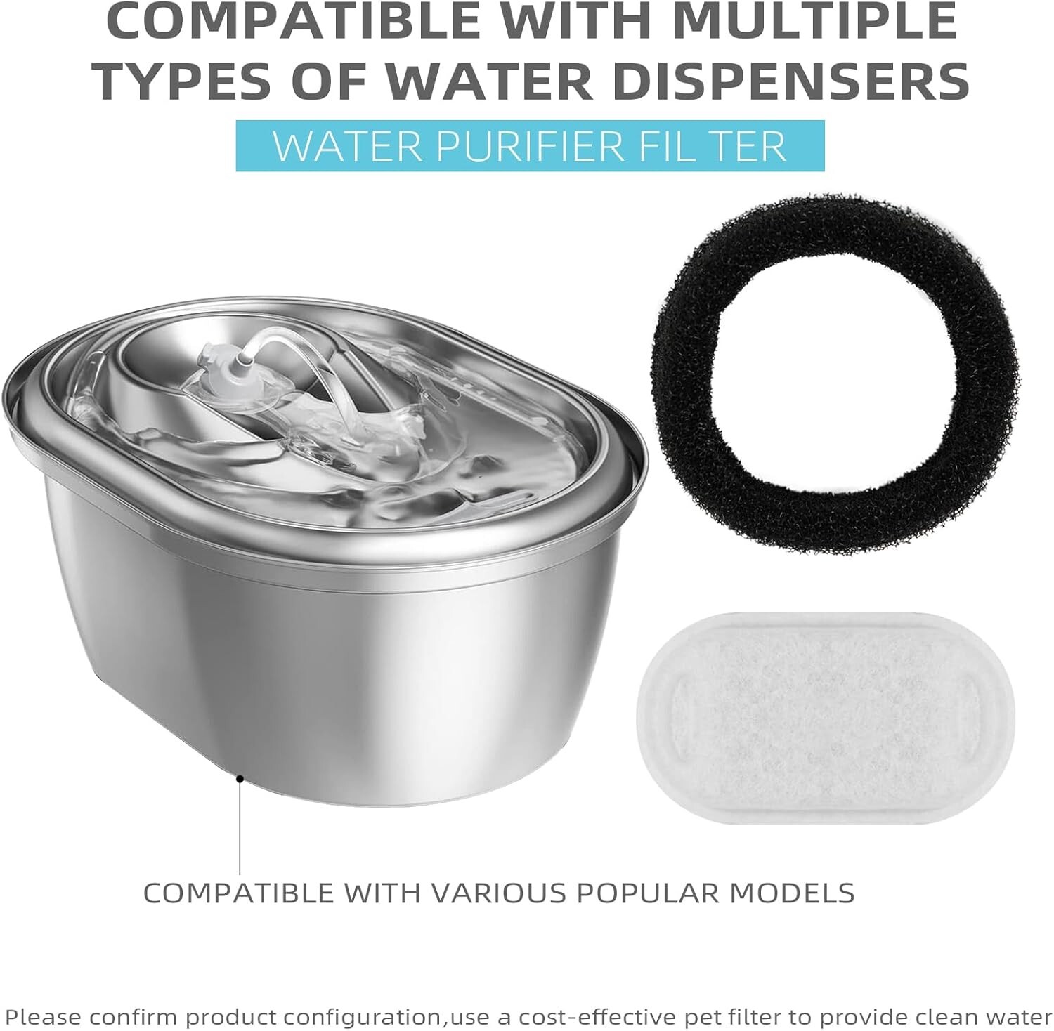 Pet Water Fountain 3.2L Automatic Cat Dog Drinking Water Bowl Stainless Steel