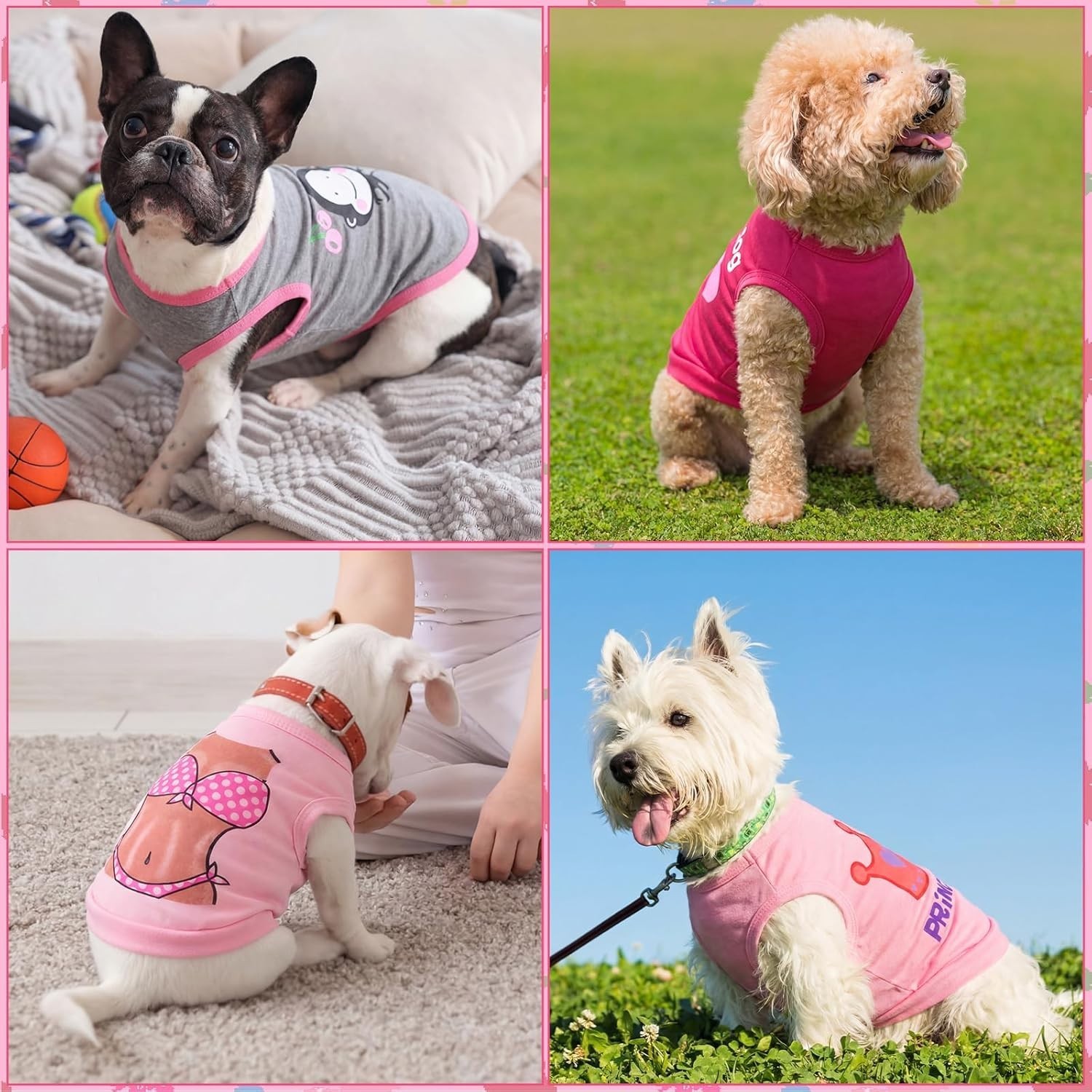 6 Pieces Small Puppy Shirts for Boy Dog Clothes Pet Dogs T Shirt Chihuahua Cl…