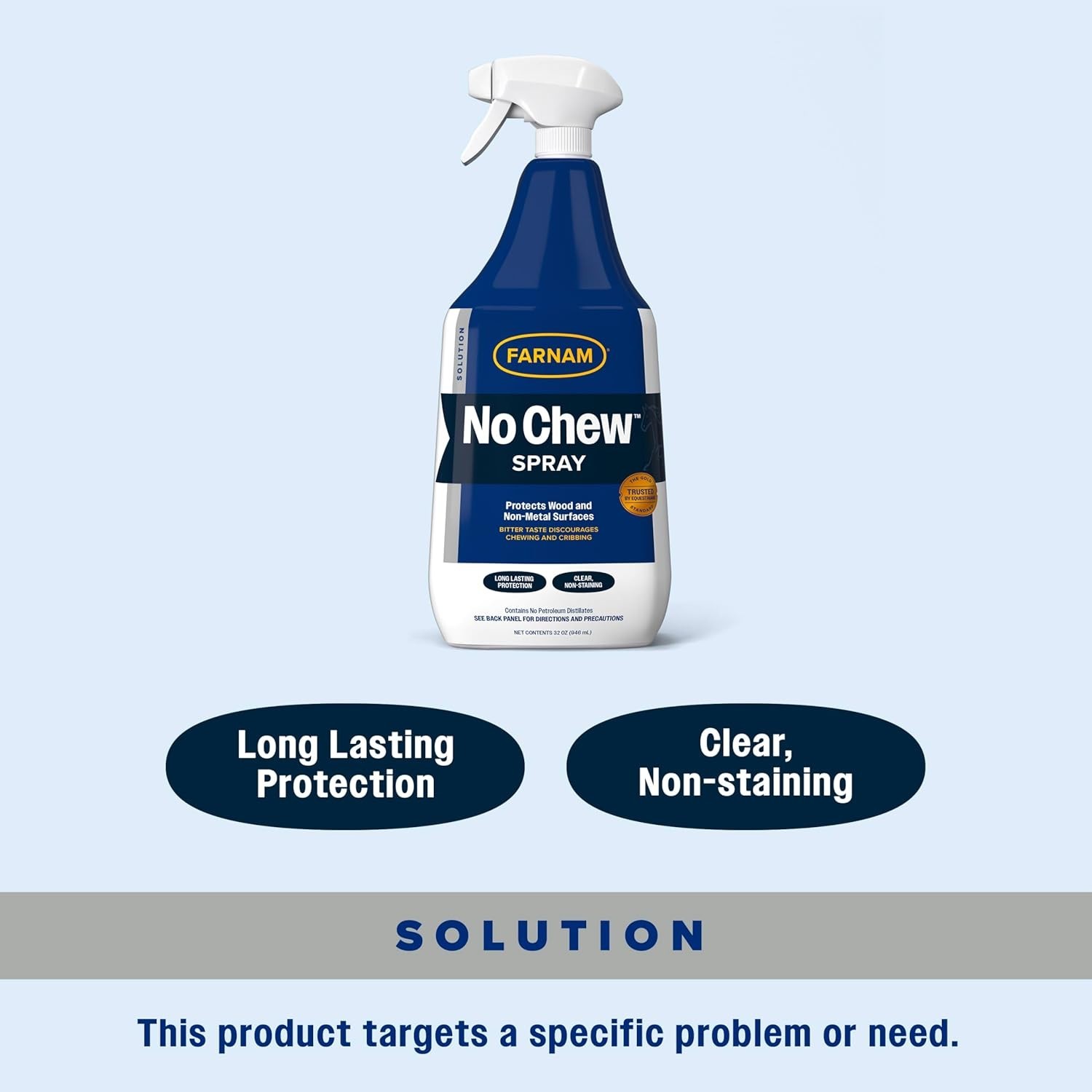 Bitter Tasting No Chew Spray – 32 Oz for Horses – Safe and Effective Protection