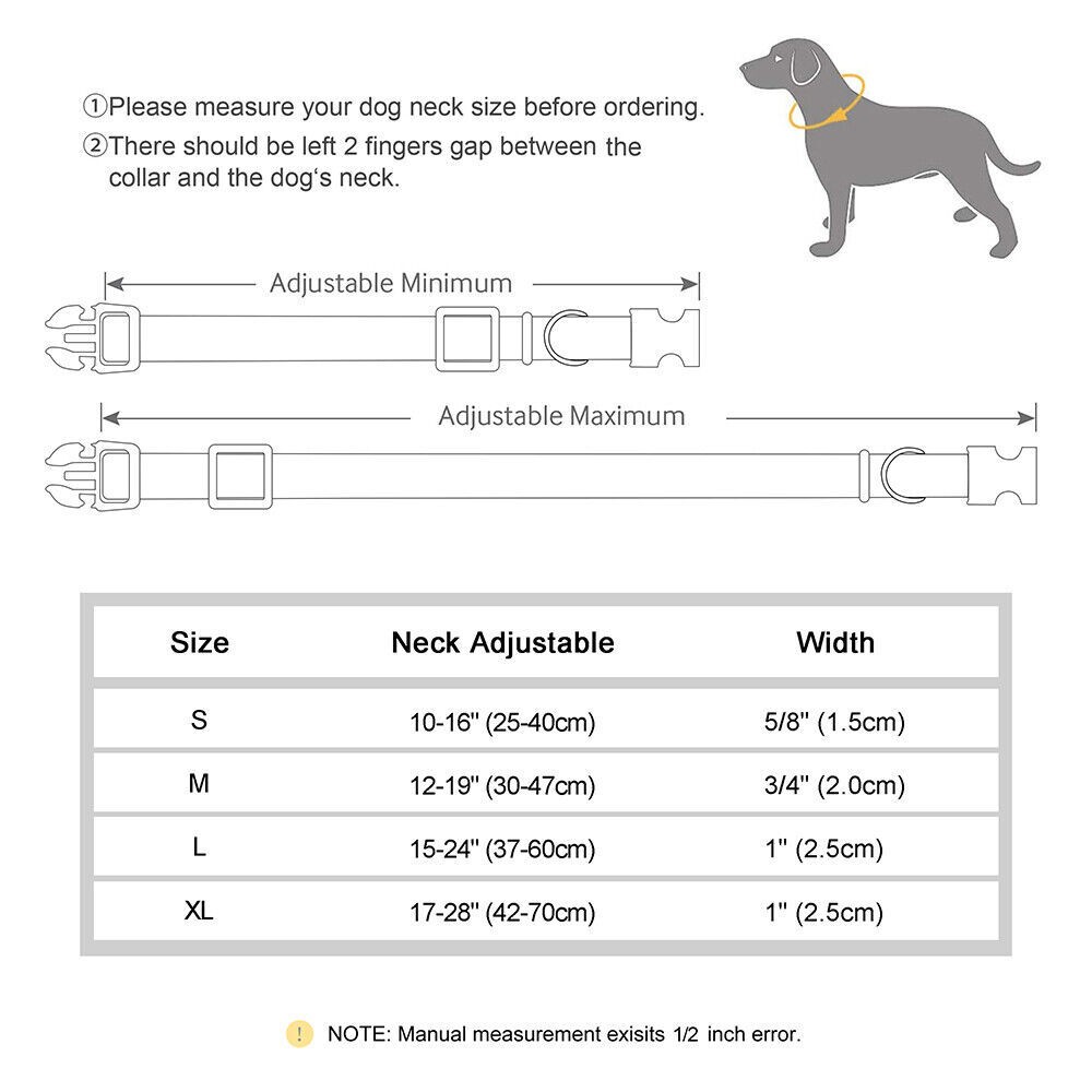 Personalized Dog Collar – Embroidered Reflective Nylon with ID, Name & Phone US