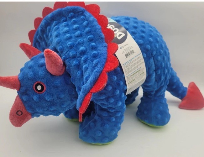 Go Dog Toy Triceratops Dinosaur with Chew Guard Technology blue dog toy New