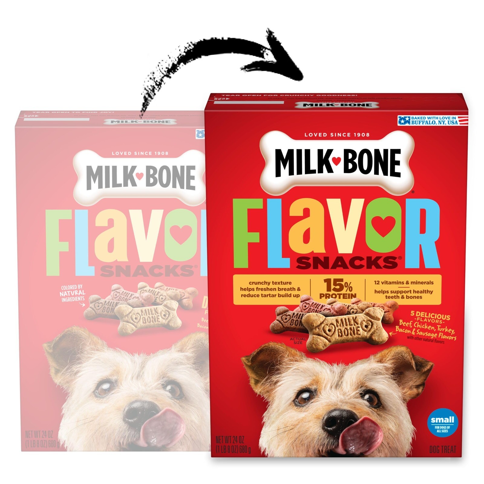 Milk-Bone Flavor Snacks Small Dog Biscuits, Flavored Crunchy Dog Treats, 24 Oz.