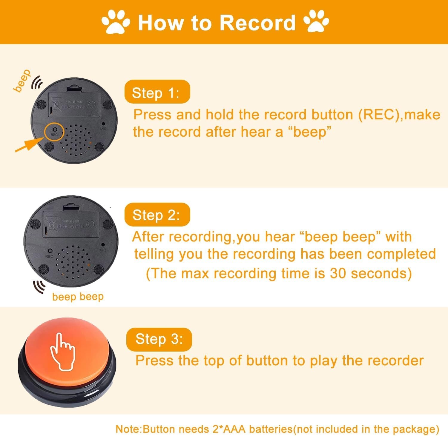 Voice Recording Button 4 Color, Dog Buttons for Communication Pet Training Bu