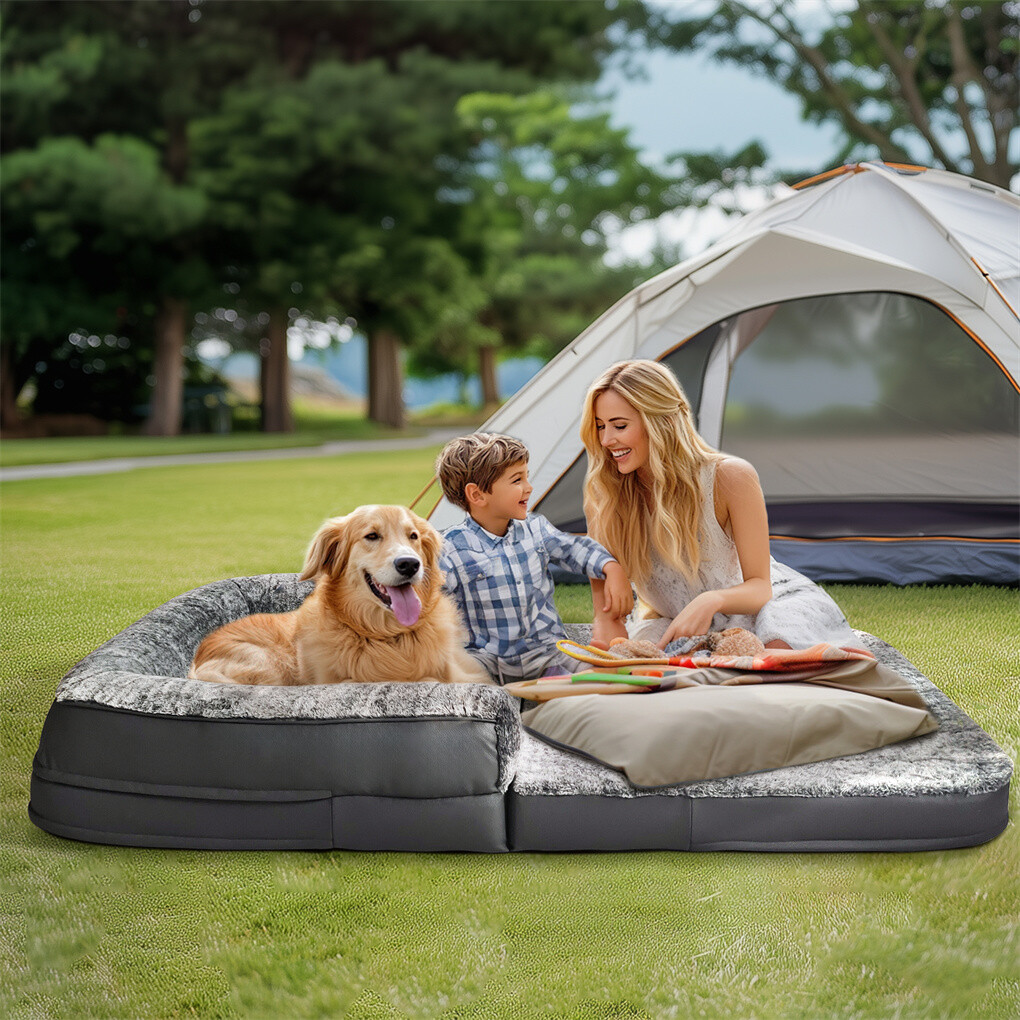 180cm XXXL Foldable Human Dog Bed Orthopedic Dog Sofa Bed with Blostered Pillow