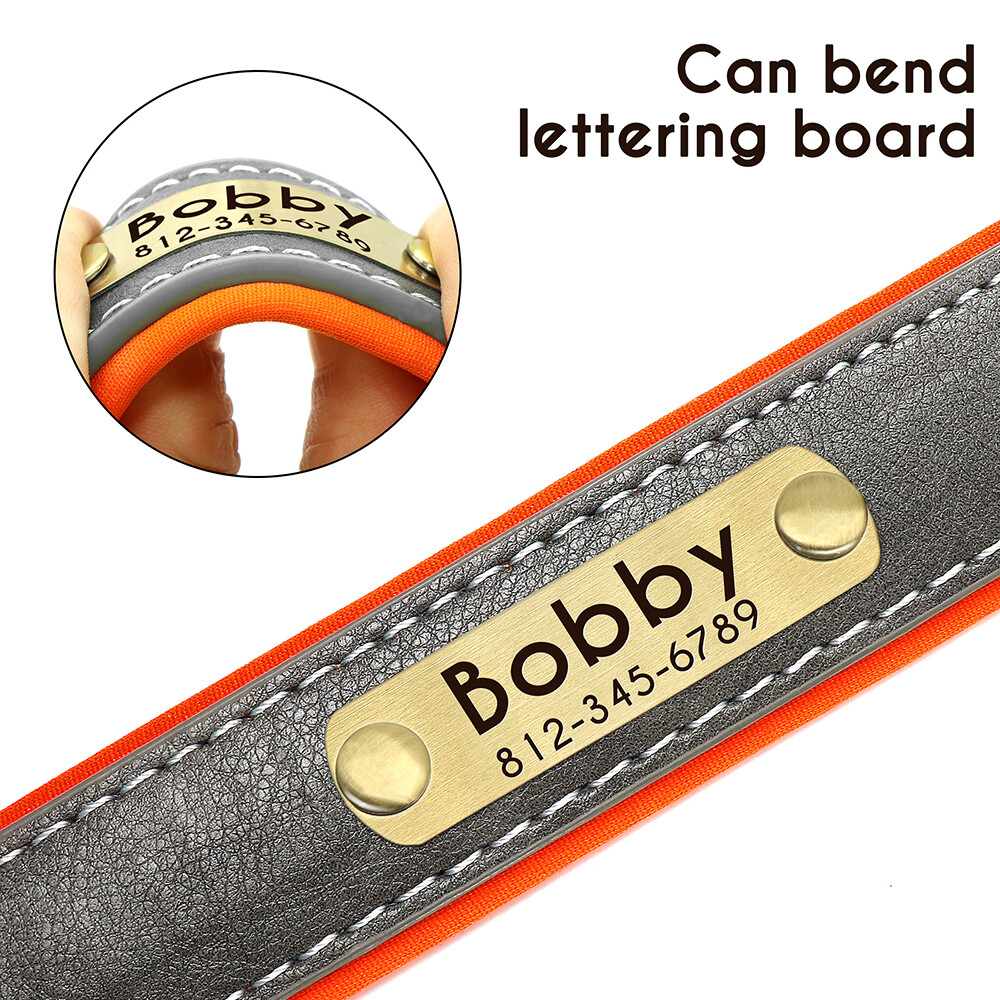 PERSONALIZED Soft Leather Dog Collar Custom Puppy Cat Name Free Engraved XS-XL