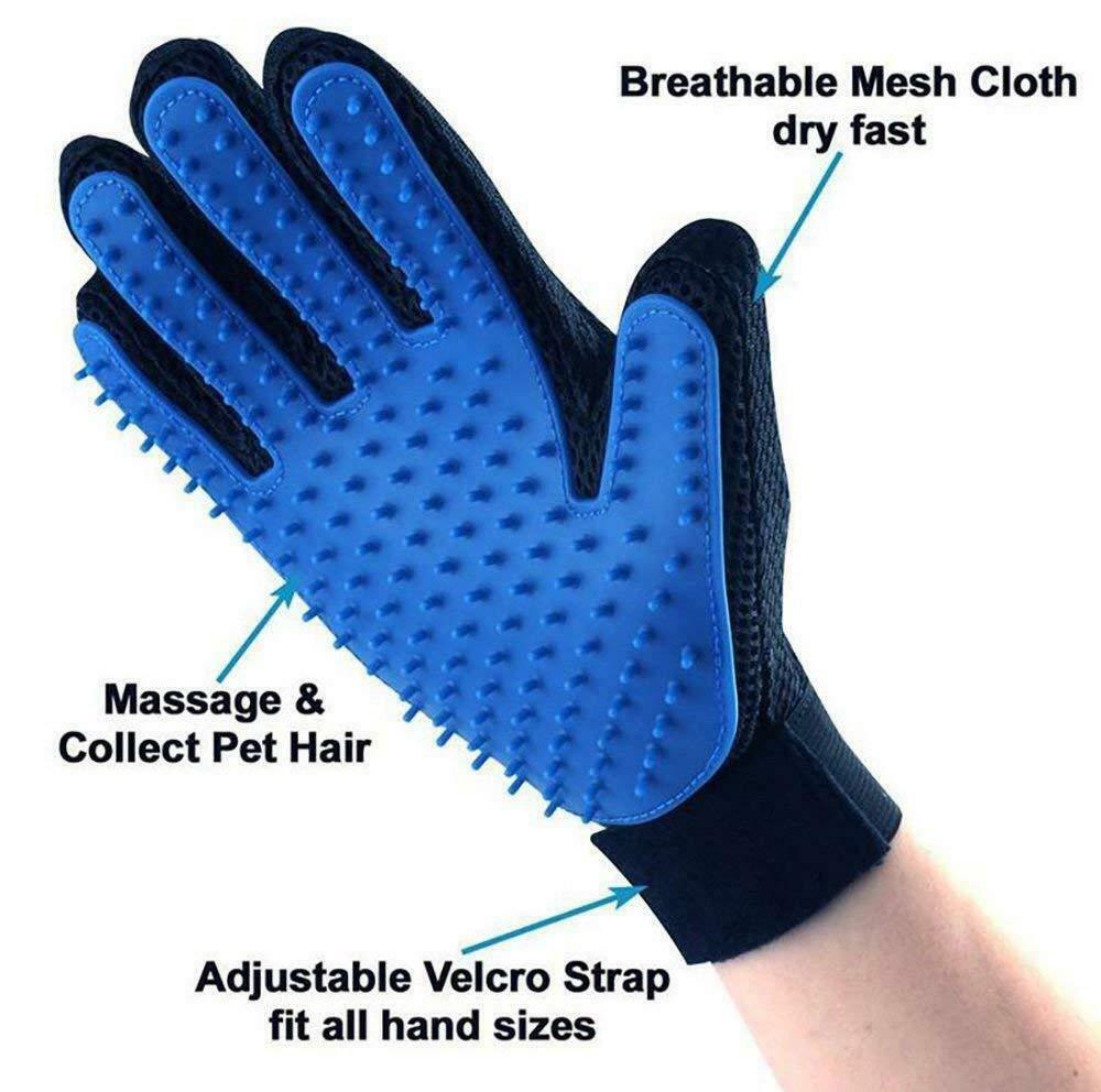 Dog Cat Grooming Gloves Pet Hair Remover Brush 1 Pair Massage Fur Mitt