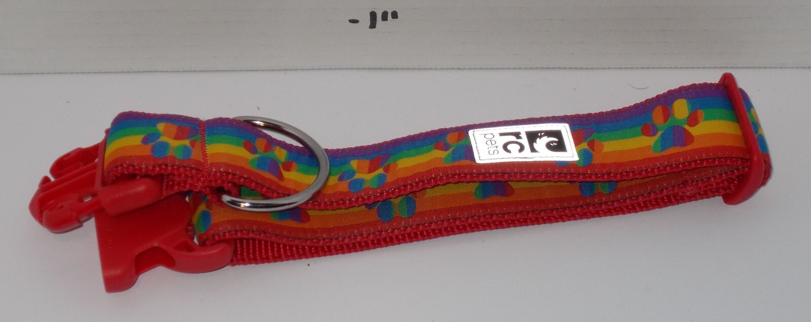 RC Pets 1-1/2 Inch Wide Adjustable Dog Clip Collar Medium Rainbow Paws