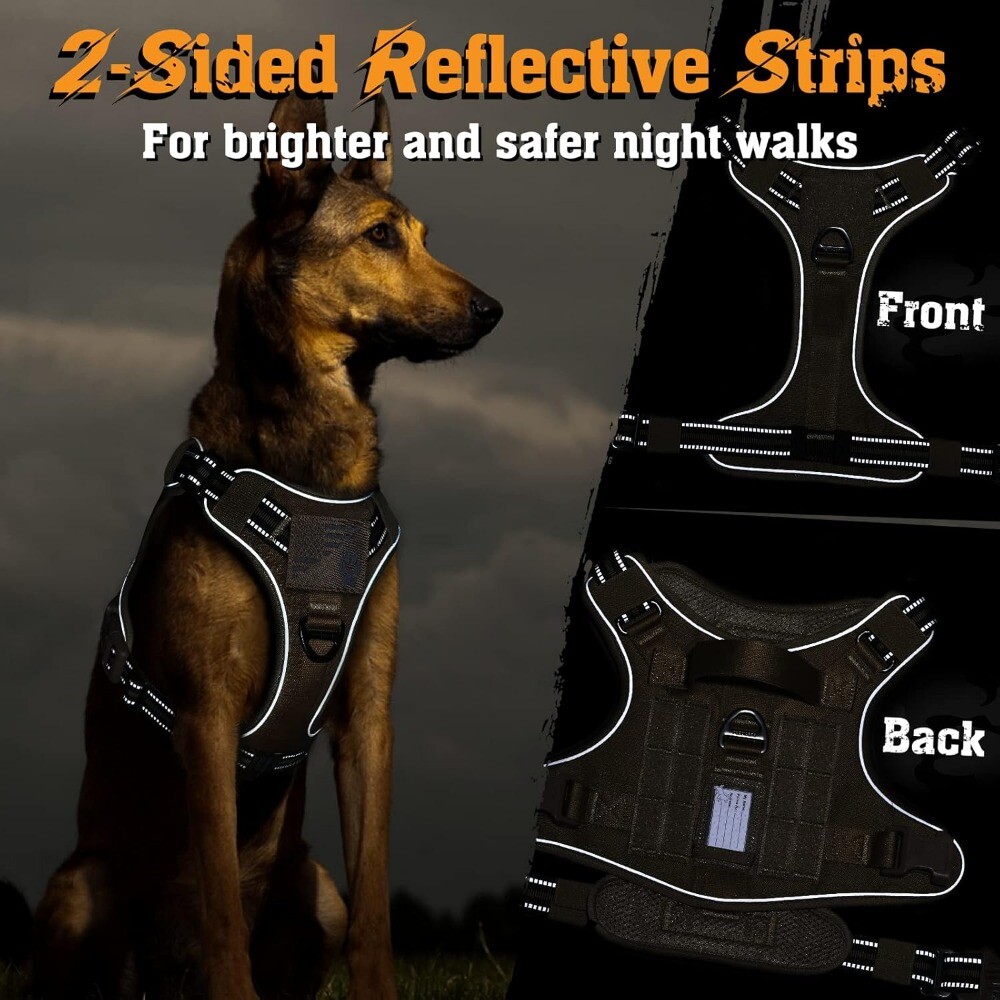 rabbitgoo Military Tactical No Pull Dog Harness with Handle Adjustable Training