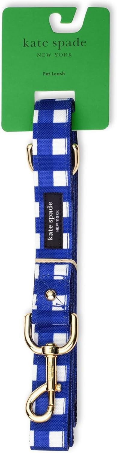 Kate Spade New York Navy Blue /gold/Gingham Leash (/L) for dog