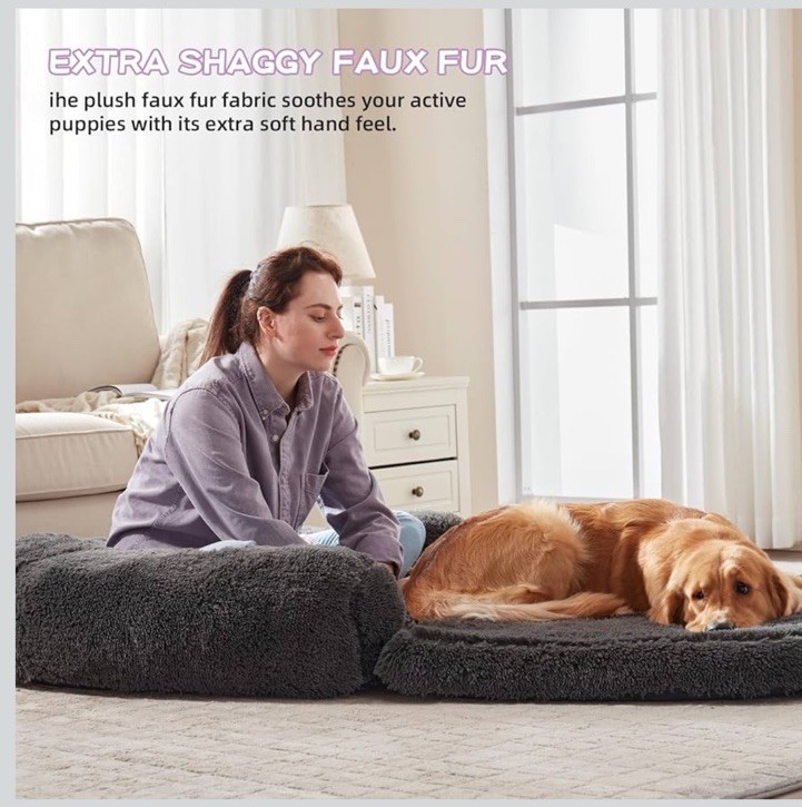 2-In-1 Human Sized Dog Bed Giant Orthopedic Egg Foam Mat 71”x41.4”x12” Washable
