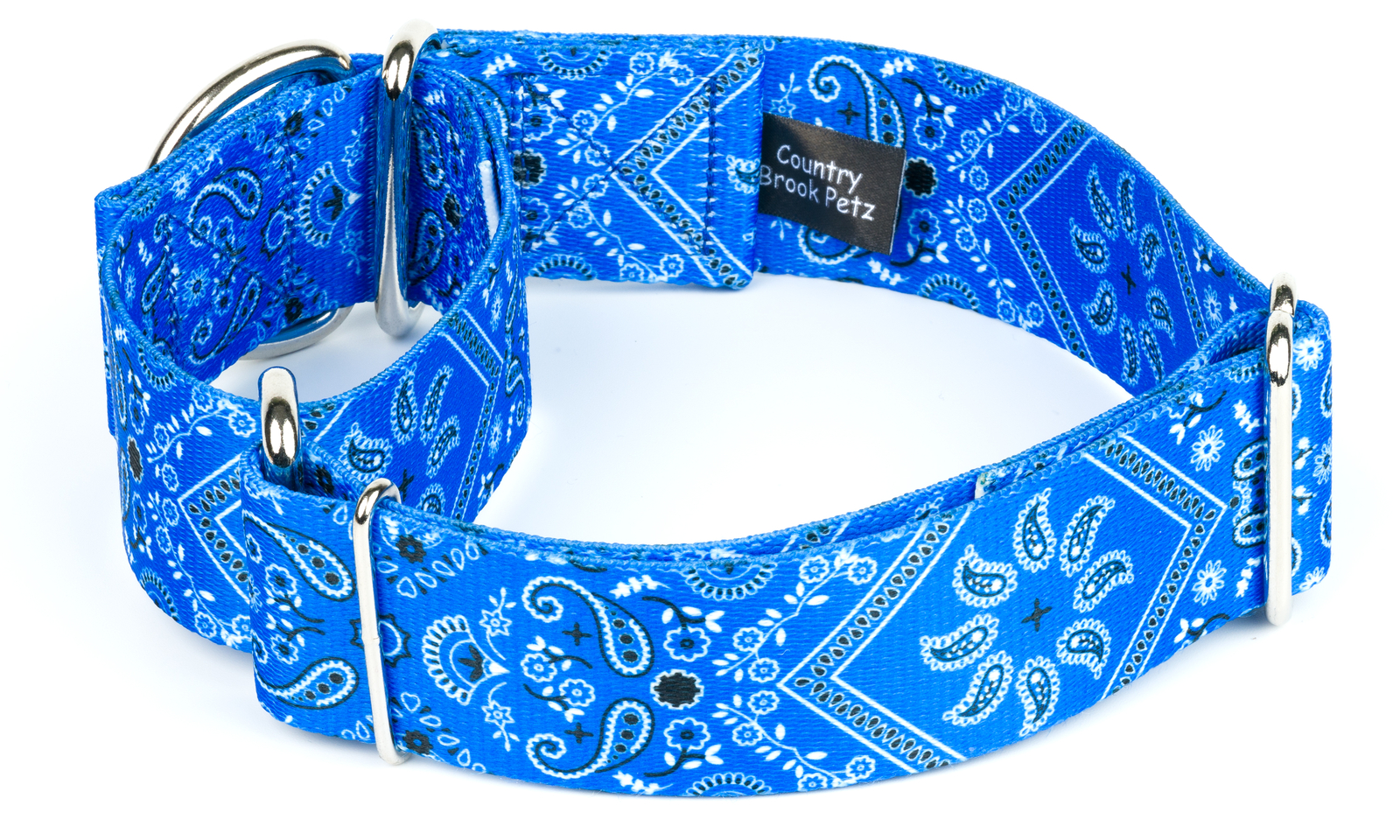 Country Brook Petz® 1 1/2 Inch Blue Bandana Martingale Dog Collar